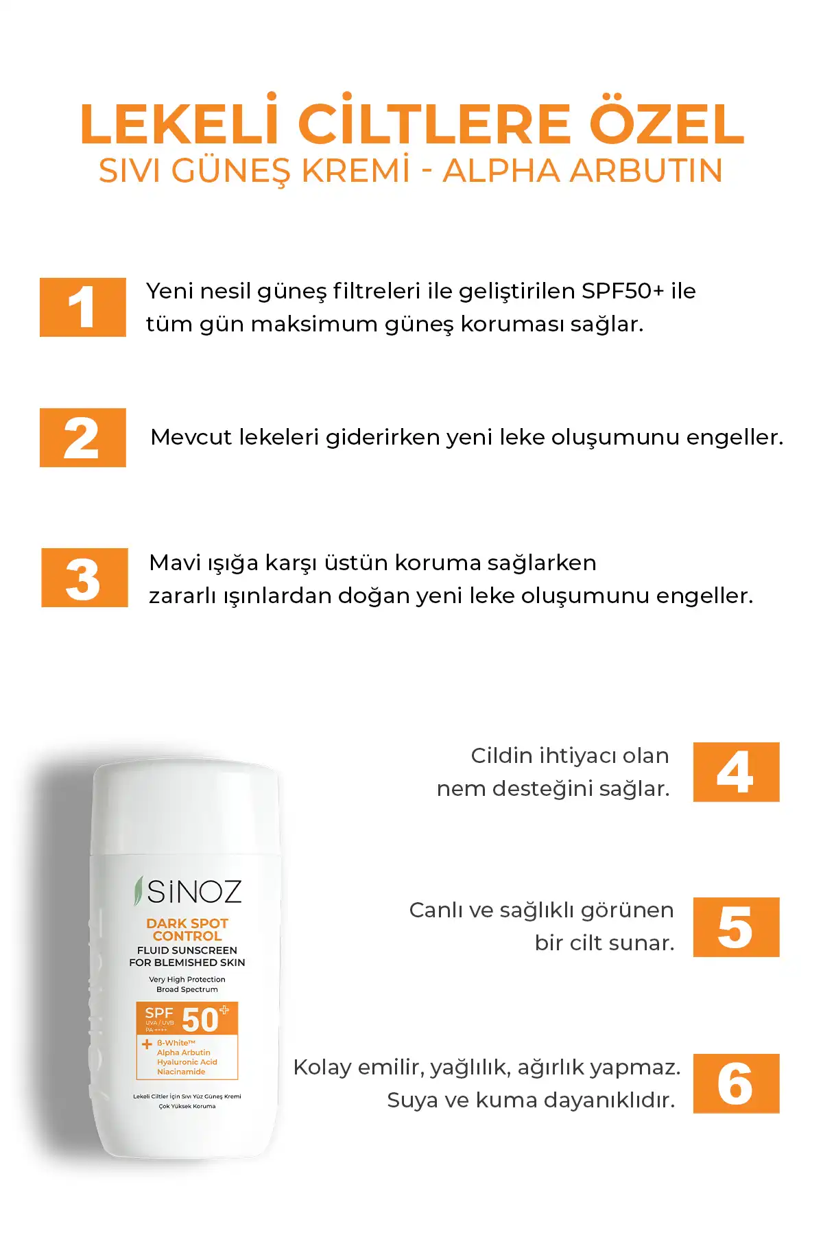 کرم ضدآفتاب صورت با محافظت بالا برای پوست های لکه دار Spf50 / Pa 50 میلی لیتر برند   Sinoz(سینوزیس) به رنگ   در دسته ضد آفتاب