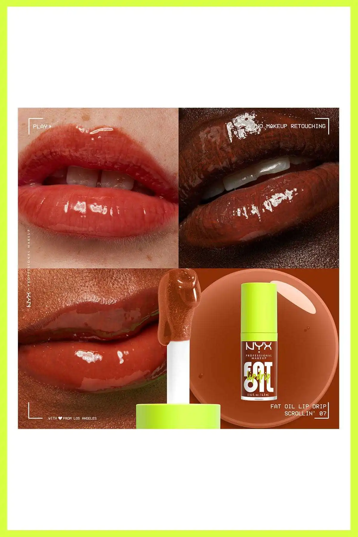 روغن لب چربی دریپ روغن لب شاین - اسکرول برند   NYX Professional Makeup(آرایش حرفه ای NYX) به رنگ   قهوه ای در دسته حالت دهنده مو