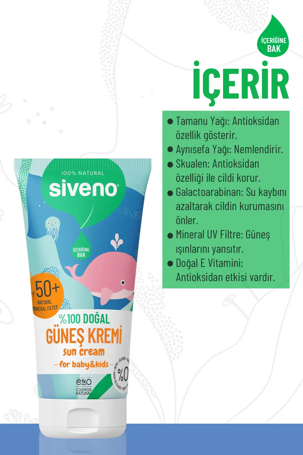 ضد آفتاب 100% طبیعی کودک - ضد لک آنتی اکسیدان مرطوب کننده گیاهی وگان Uva Uvb 50spf برند   به رنگ   در دسته ضد آفتاب