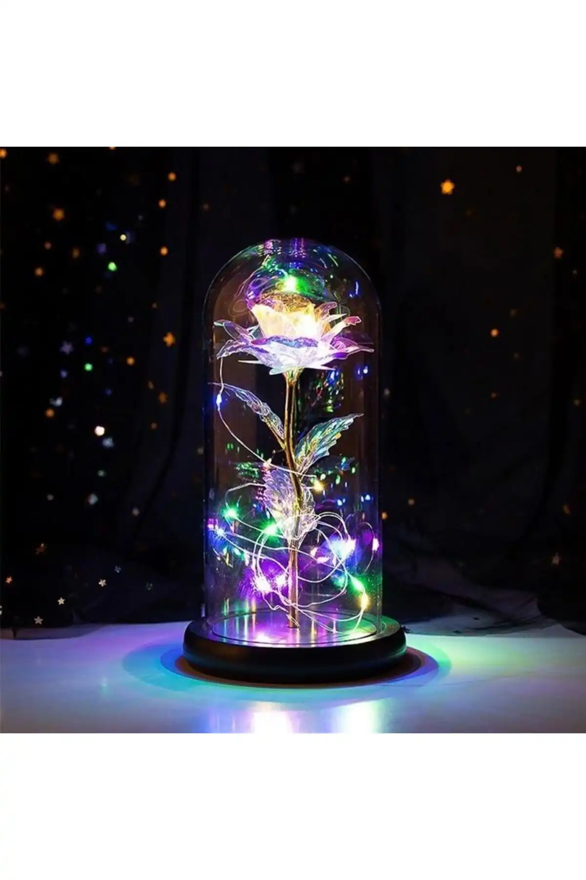 چراغ شب شیشه ای رنگارنگ پری ال ای دی بی نهایت رز تزئینی تزیینی روز ولنتاین برند   ALSHOP به رنگ  کهکشان در دسته هدیه تولد و کادو ولینتاین