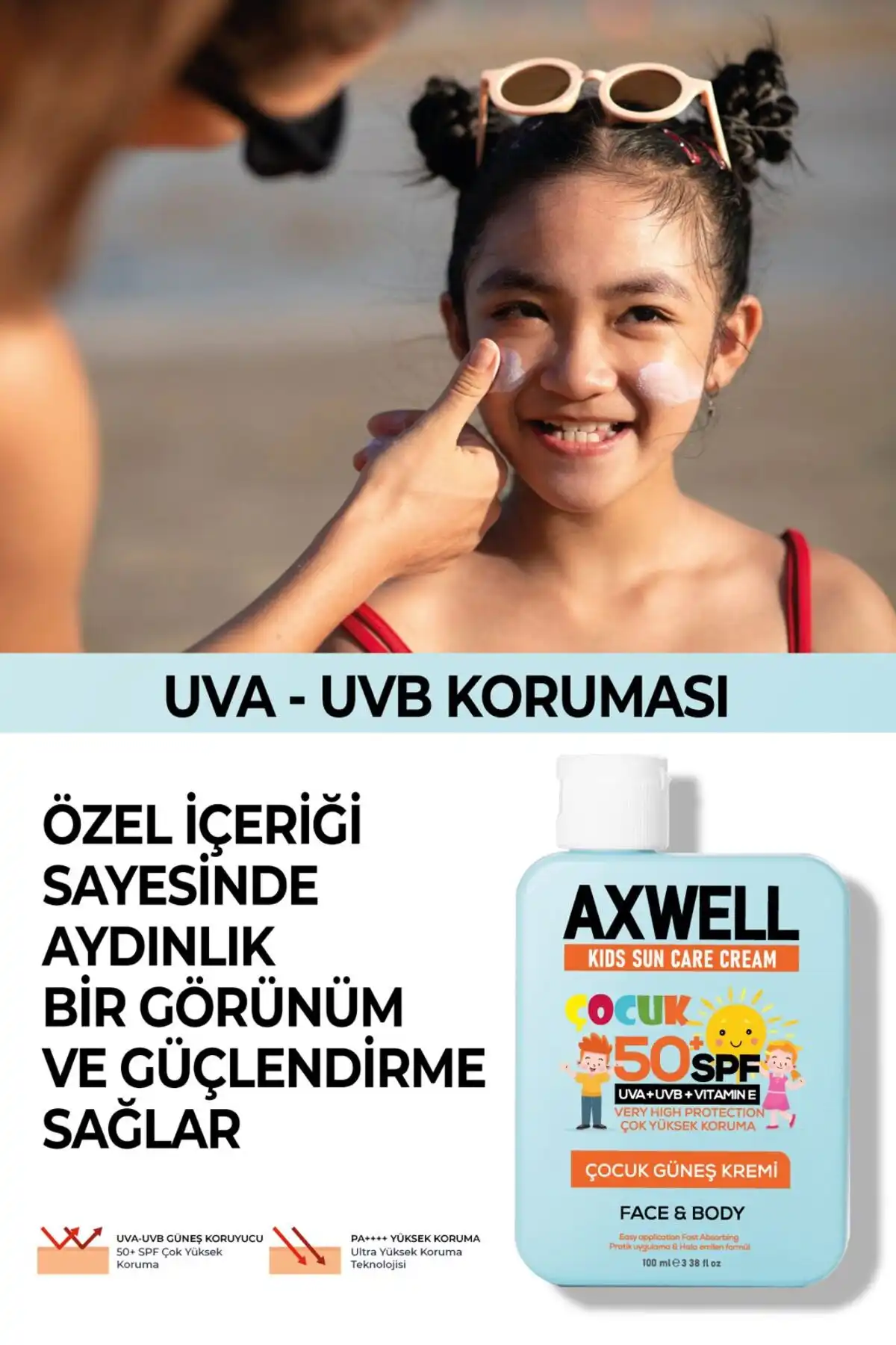 کرم ضد آفتاب کودکان با محافظت بسیار بالا + ویتامین E Spf 50 + 100 میلی لیتر برند   به رنگ   در دسته ضد آفتاب