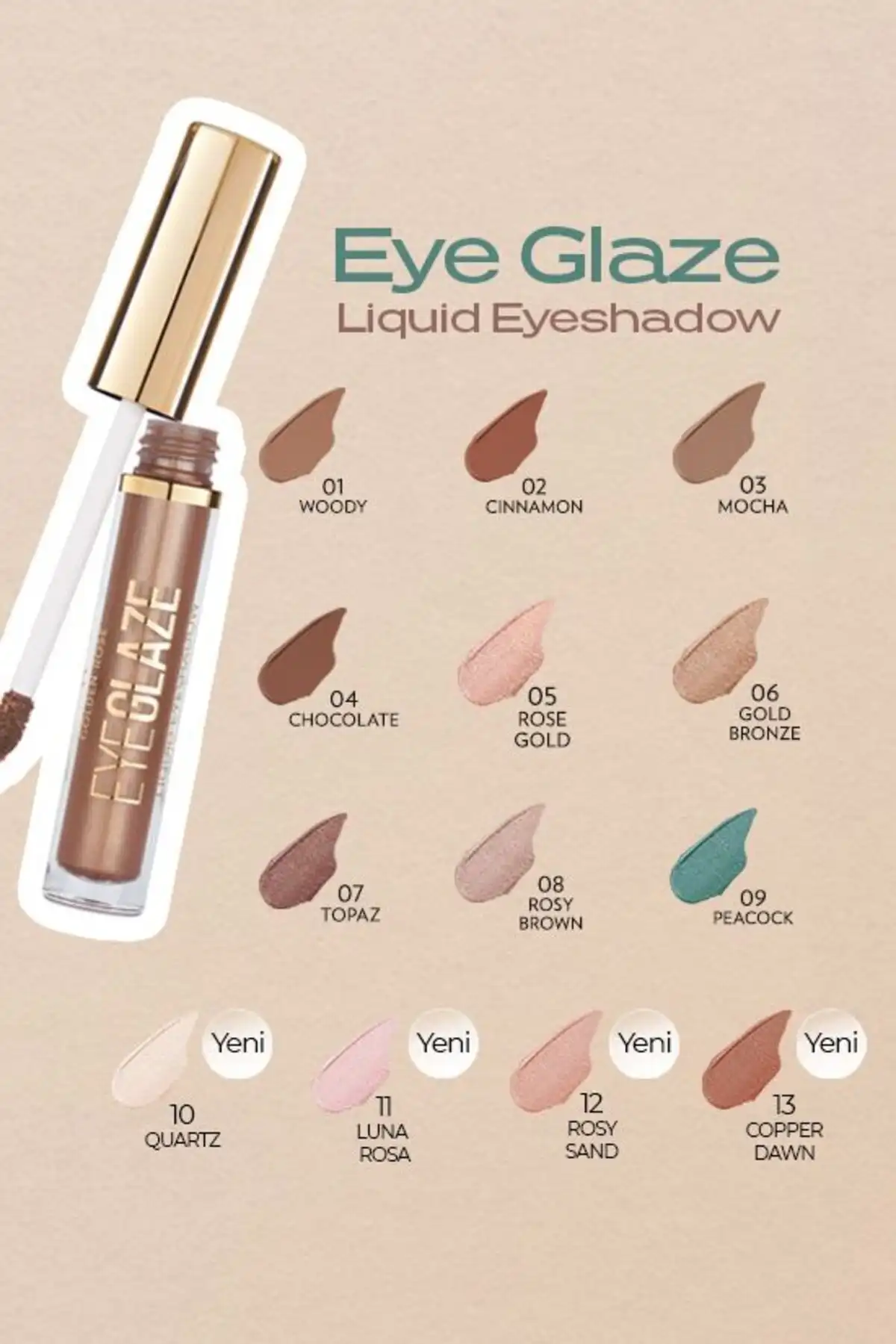 سایه چشم مایع - GR EYE GLAZE LIQUID EYESHADOW NO:07 TOPAZ برند   Golden Rose(رز طلایی) به رنگ   قهوه ای
