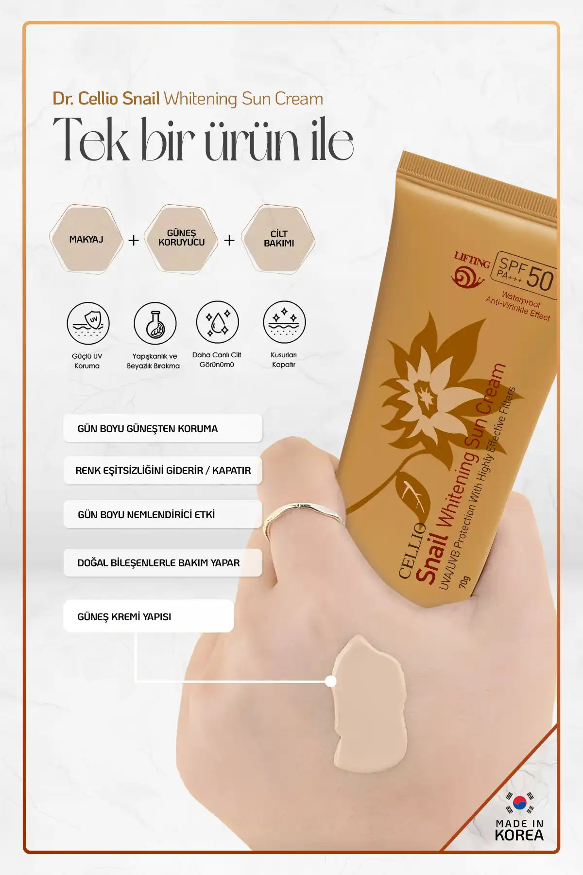 کرم ضد آفتاب Brightening Effect Spf50+ Pa++++ Uva/uvb حاوی عصاره حلزون برند   به رنگ   در دسته ضد آفتاب