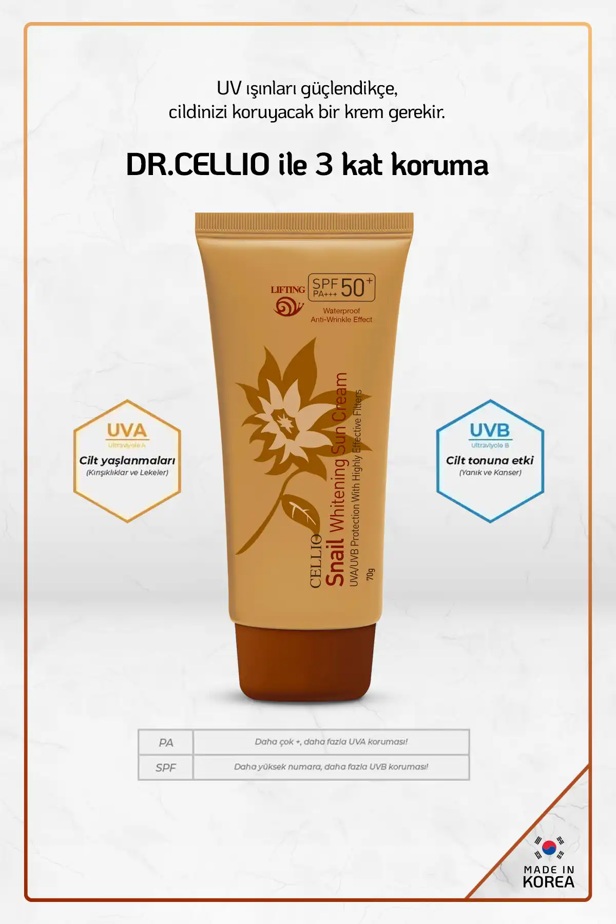 کرم ضد آفتاب Brightening Effect Spf50+ Pa++++ Uva/uvb حاوی عصاره حلزون برند   به رنگ   در دسته ضد آفتاب