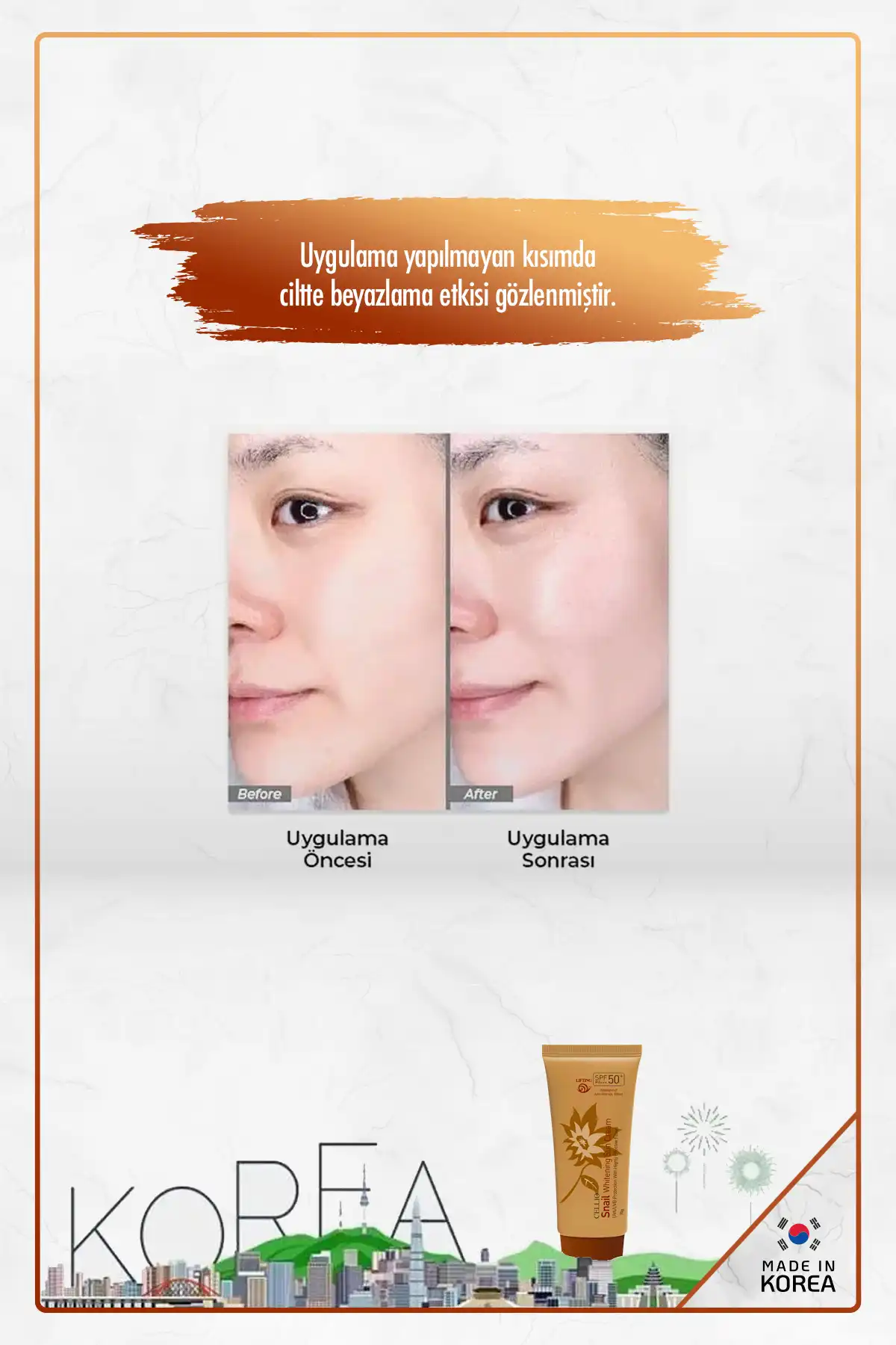 کرم ضد آفتاب Brightening Effect Spf50+ Pa++++ Uva/uvb حاوی عصاره حلزون برند   به رنگ   در دسته ضد آفتاب