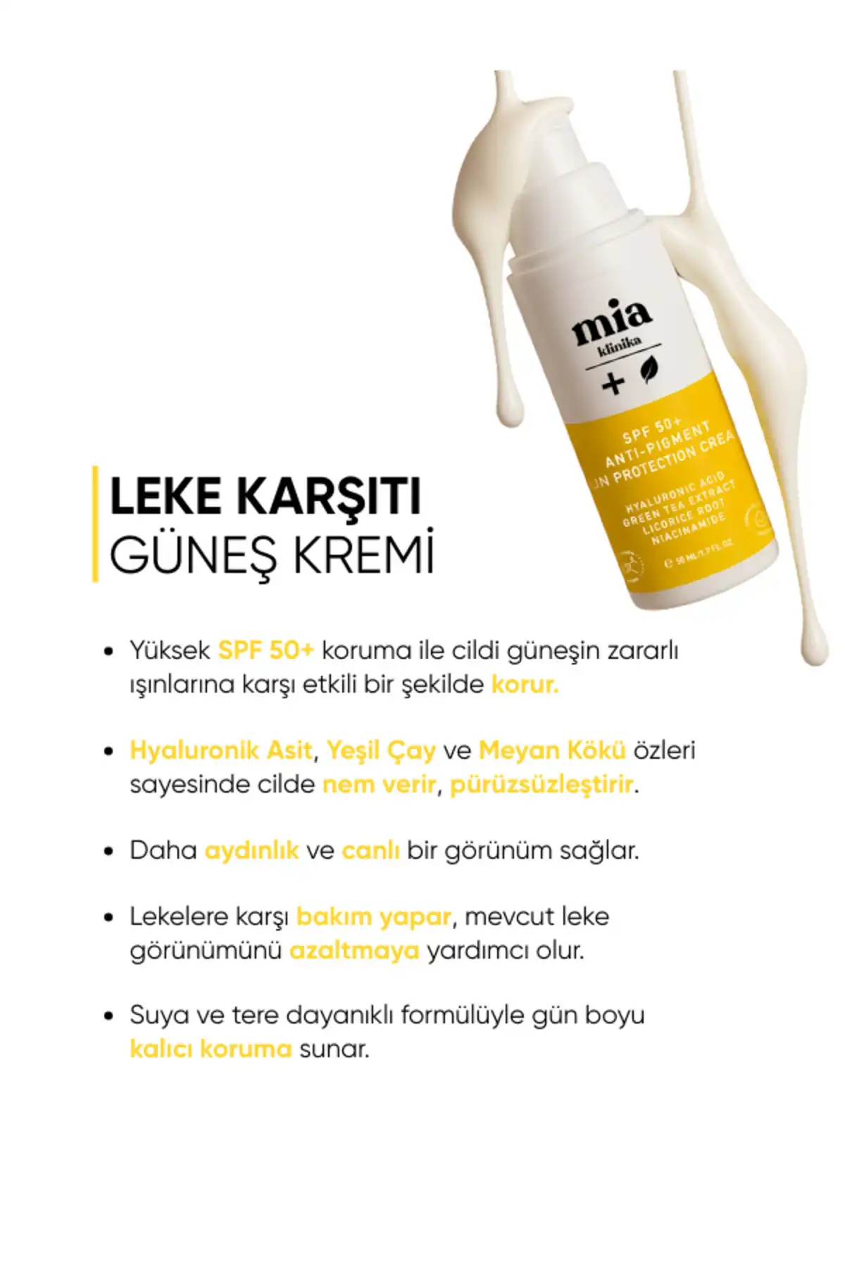 ضد آفتاب 50 Spf، ضد چروک و لک و ضد رنگدانه صورت برند   mia klinika(کلینیک میا) به رنگ   در دسته ضد آفتاب