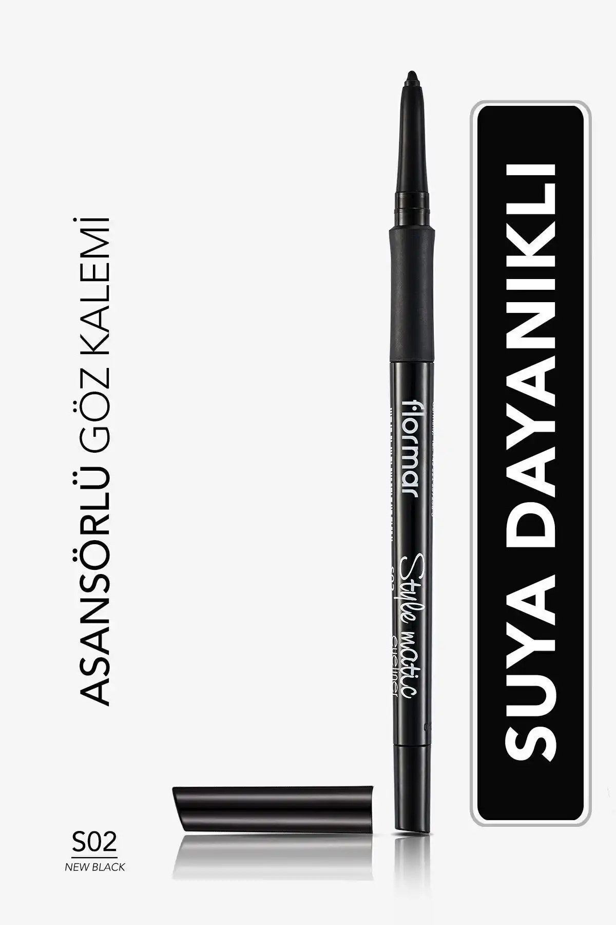 خط چشم لیفت ضد آب (INTENSE BLACK)-stylematic Eyeliner-s02newblack-8690604190492 برند   Flormar(فلورمار) به رنگ  مشکی