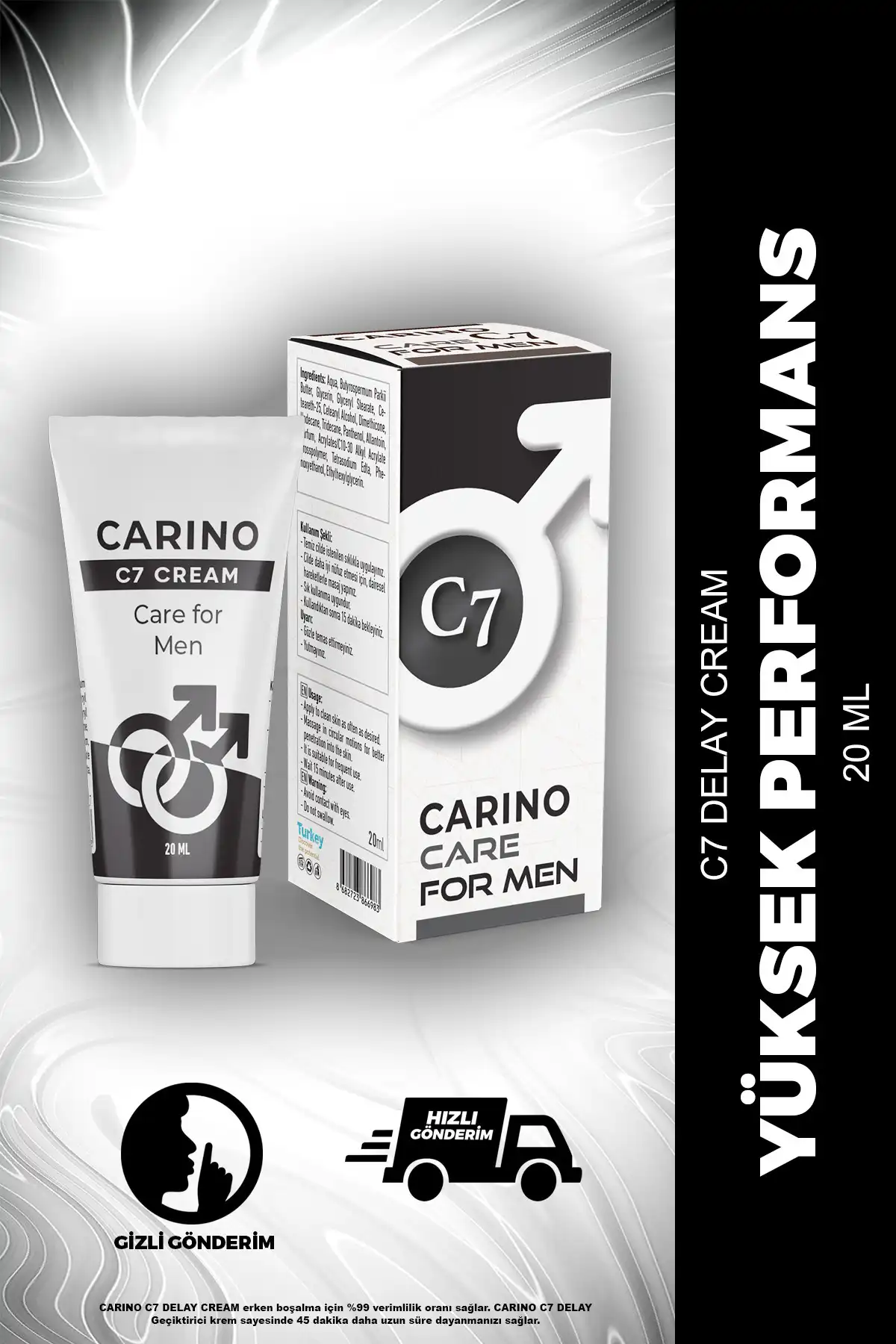 Carino E Bella C7 مراقبت از کرم مردانه مردانه 20ml - فرمول مؤثر - مدت زمان طولانی برند  