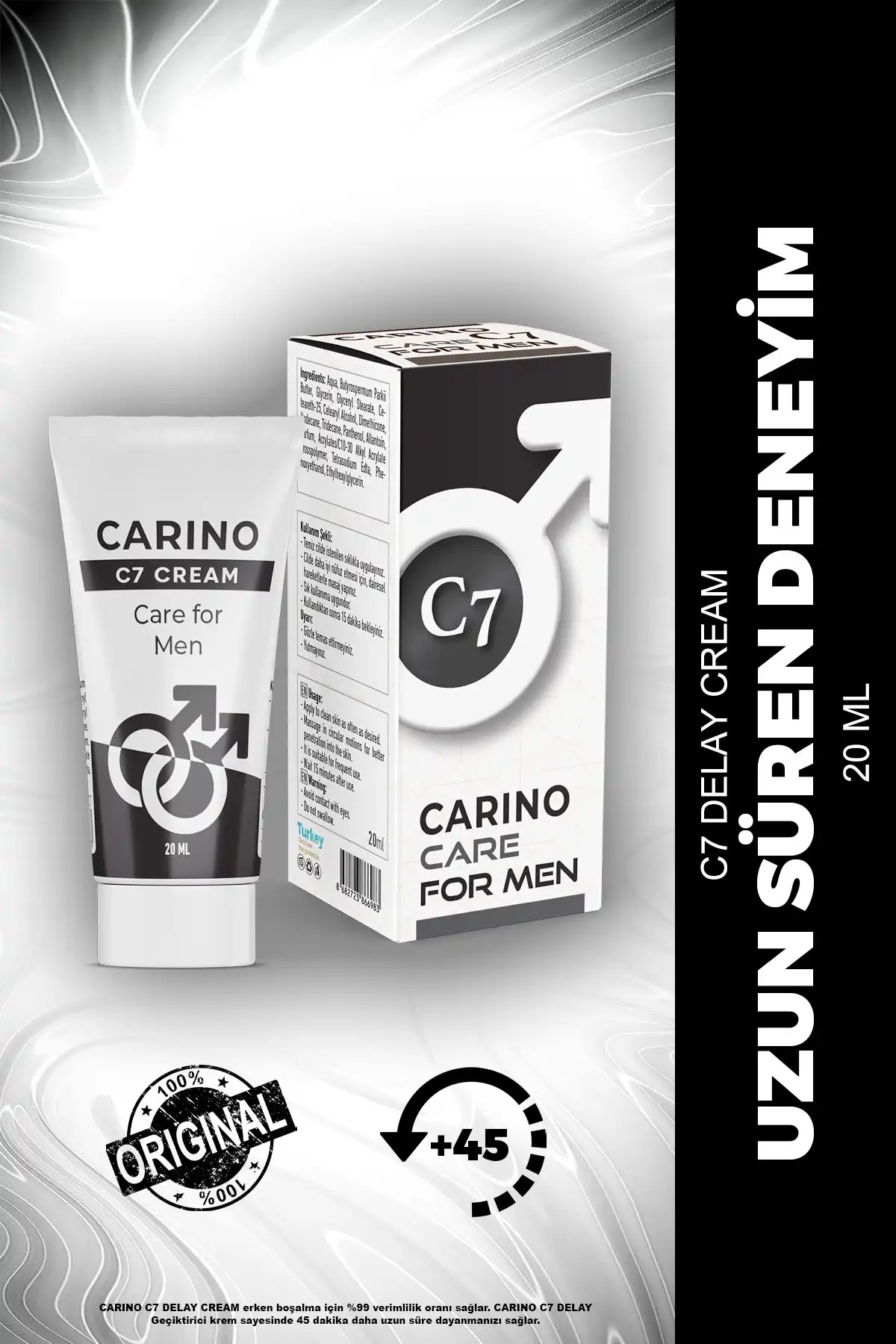 Carino E Bella C7 مراقبت از کرم مردانه مردانه 20ml - فرمول مؤثر - مدت زمان طولانی برند  