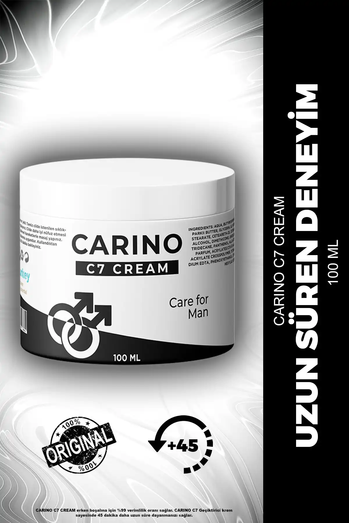 Carino E Bella C7 مراقبت از کرم مردانه مرد 100 میلی لیتر - فرمول مؤثر - مدت زمان طولانی برند  Carino E Bella ( Carino E Bella ) 