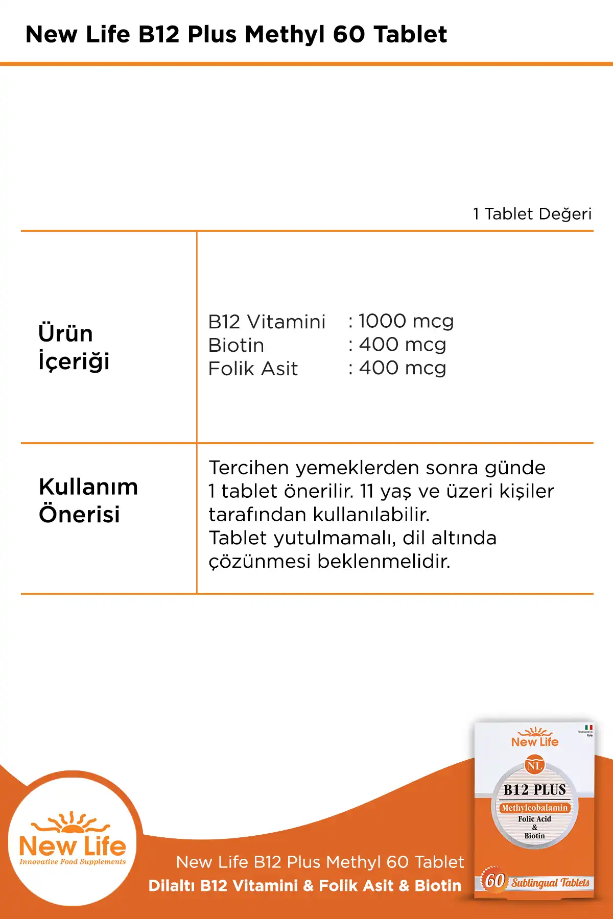 New Life Newlife B12 Plus 60 تبلت برند   New Life ( زندگی جدید ) 