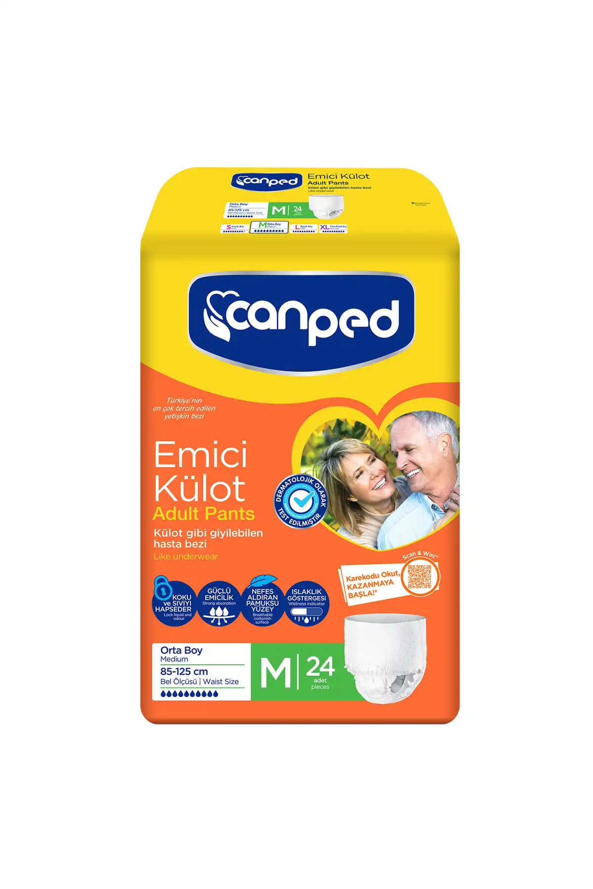 شورت جذب کنسرو پارچه بزرگسالان بیمار M - میانی - 24 فرصت PK برند  Canped ( کنگره ) 