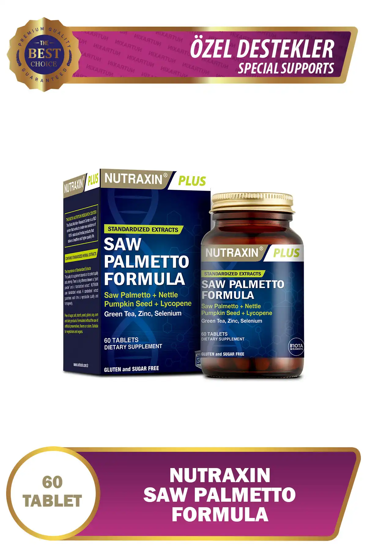 قرص Nutraxin Saw Palmetto فرمول 60 - نخل کوتوله ، گزنه ، چای سبز ، لیکوپن ، روی ، سلنیوم برند   Nutraxin ( نوتراکسین ) 