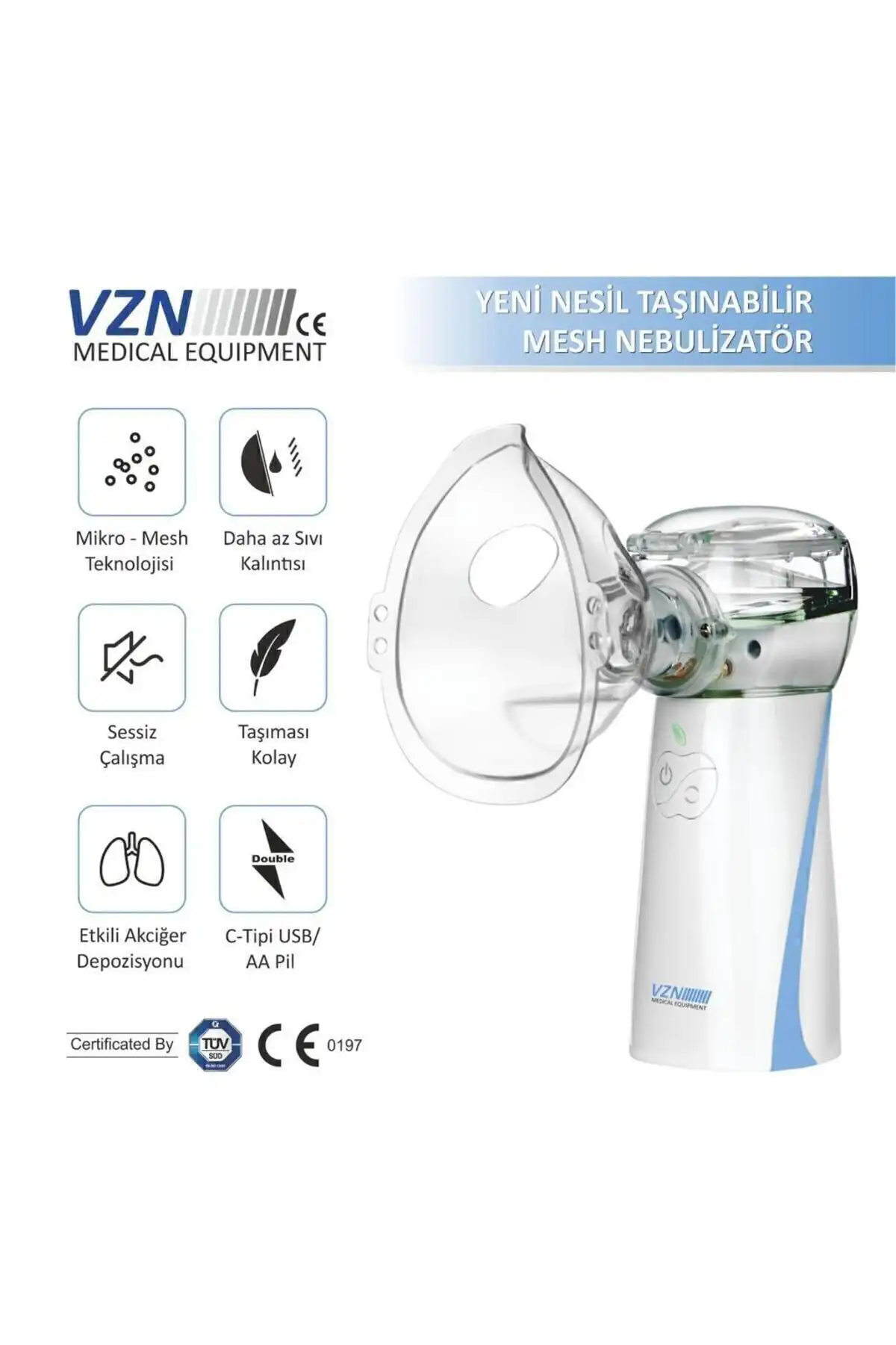 VZN قابل حمل Nebulizer MESH قابل شارژ ، قابل تنظیم سطح 3 مرحله (LT-N200) برند   VZN ( VZN ) 