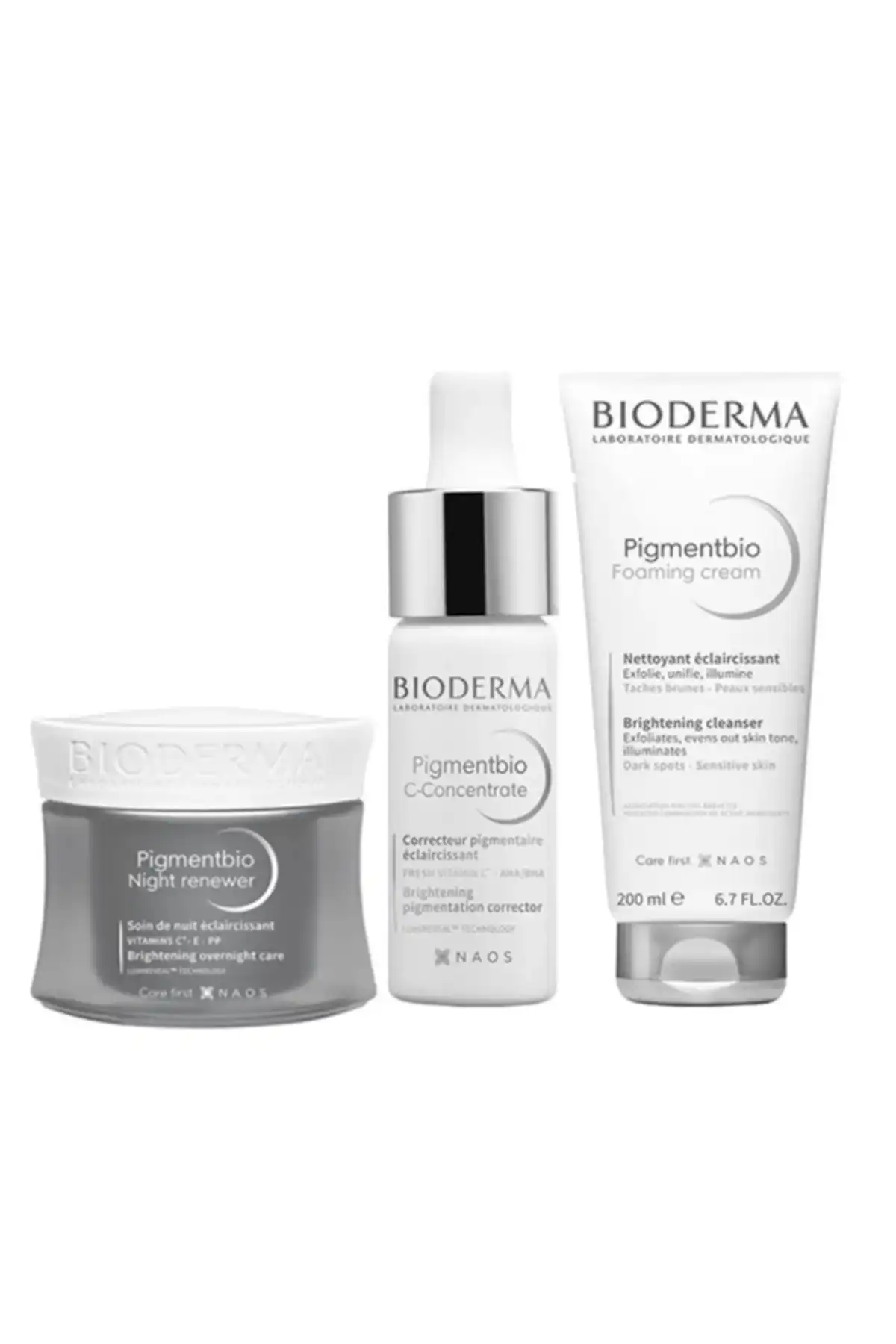 سری رنگ آمیزی پیگمنت بایو | کرم شب + سرم + ژل پاک کننده سایز اصلی برند   Bioderma(بیودرما) به رنگ   در دسته ست مراقبت از پوست