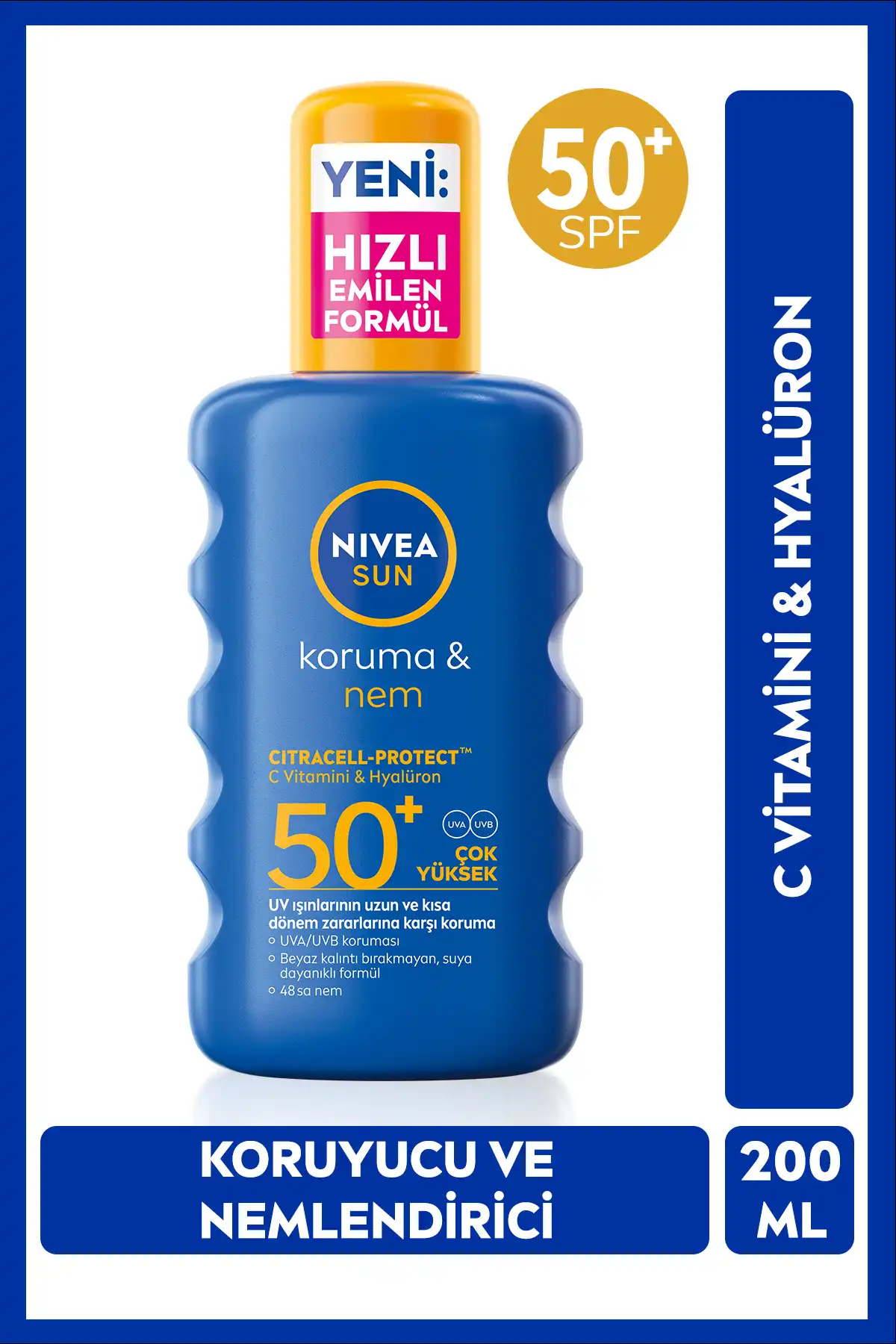 محافظت در برابر آفتاب SPF 50+ & اسپری 200 میلی لیتری کرم ضد آفتاب مرطوب کننده 48 ساعته، هدیه کیف ساحلی برند   Nivea(Nivea) به رنگ   در دسته ضد آفتاب