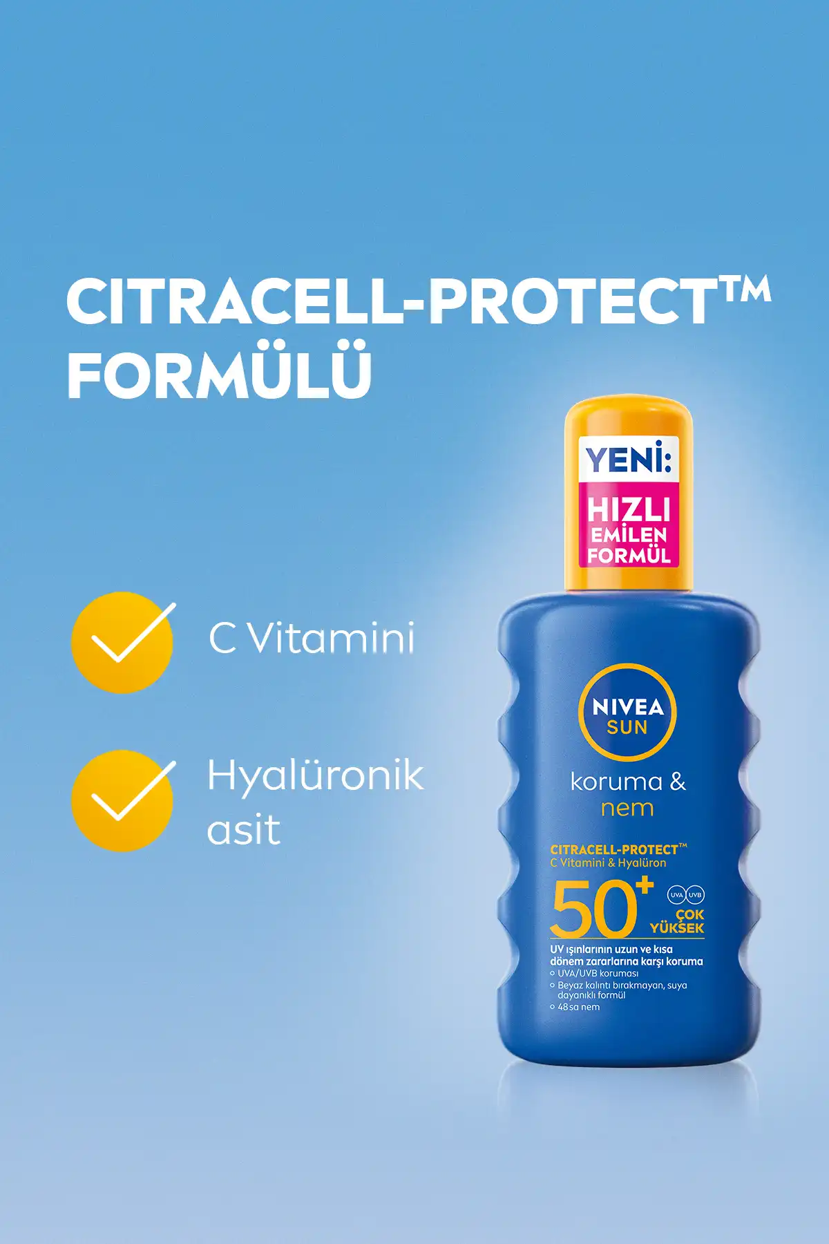 محافظت در برابر آفتاب SPF 50+ & اسپری 200 میلی لیتری کرم ضد آفتاب مرطوب کننده 48 ساعته، هدیه کیف ساحلی برند   Nivea(Nivea) به رنگ   در دسته ضد آفتاب