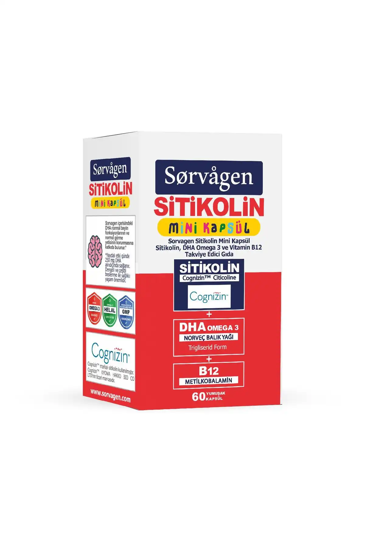 Sorvagen Mini Capsule Sitikolin ، DHA Omega 3 و B12 - 60 کپسول برند   Sorvagen ( سورواگن ) 