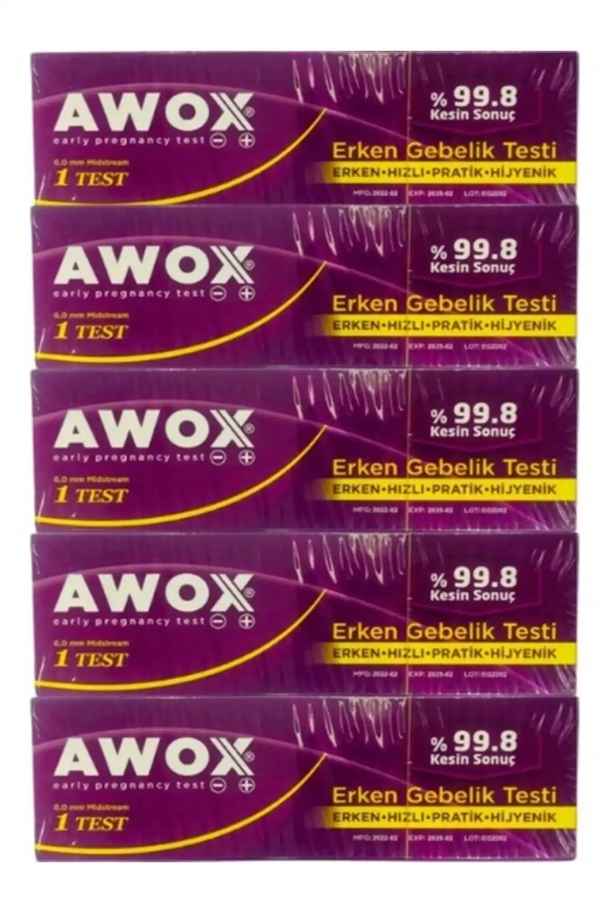 Awox تست اولیه بارداری 99.8 ٪ نتیجه نهایی x 5 قطعه تست 5 برند  