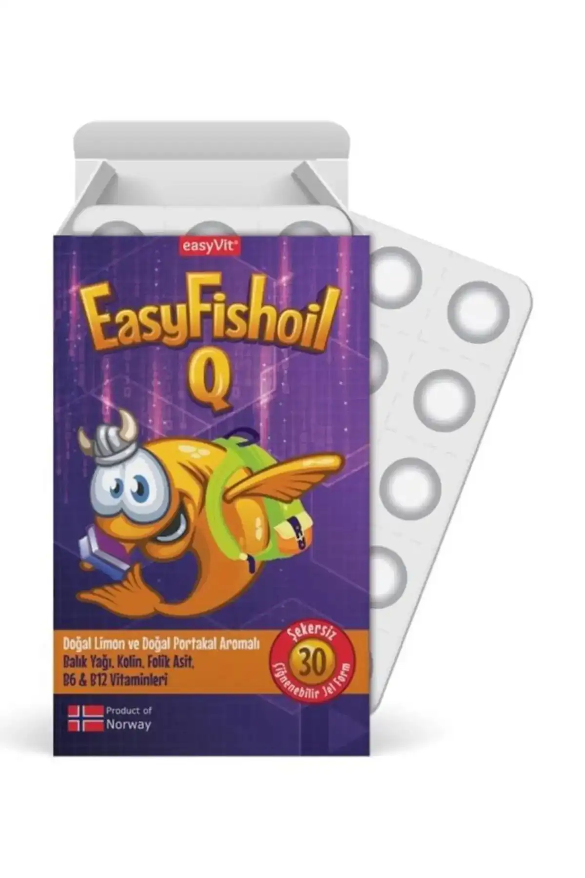 قرص آسان Fishoil EasyVit Easyq Kids امگا 3 قرص کولین ویتامین 30 برند   Easy Fishoil ( آسان ماهی ) 