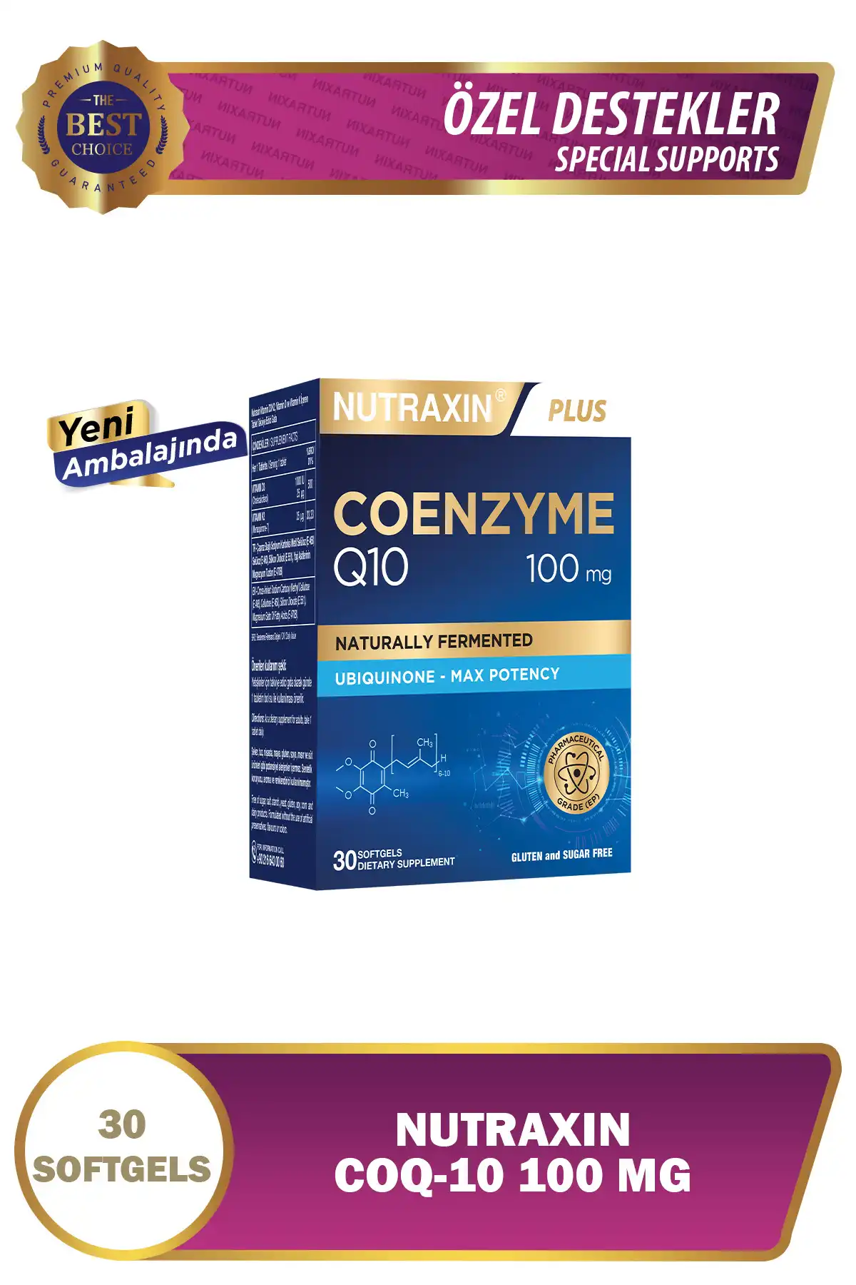 Nutraxin Koenzym Q10 100 میلی گرم غذای تکمیلی 30 کپسول نرم - Coenzym ، CoQ10 برند   Nutraxin ( نوتراکسین ) 