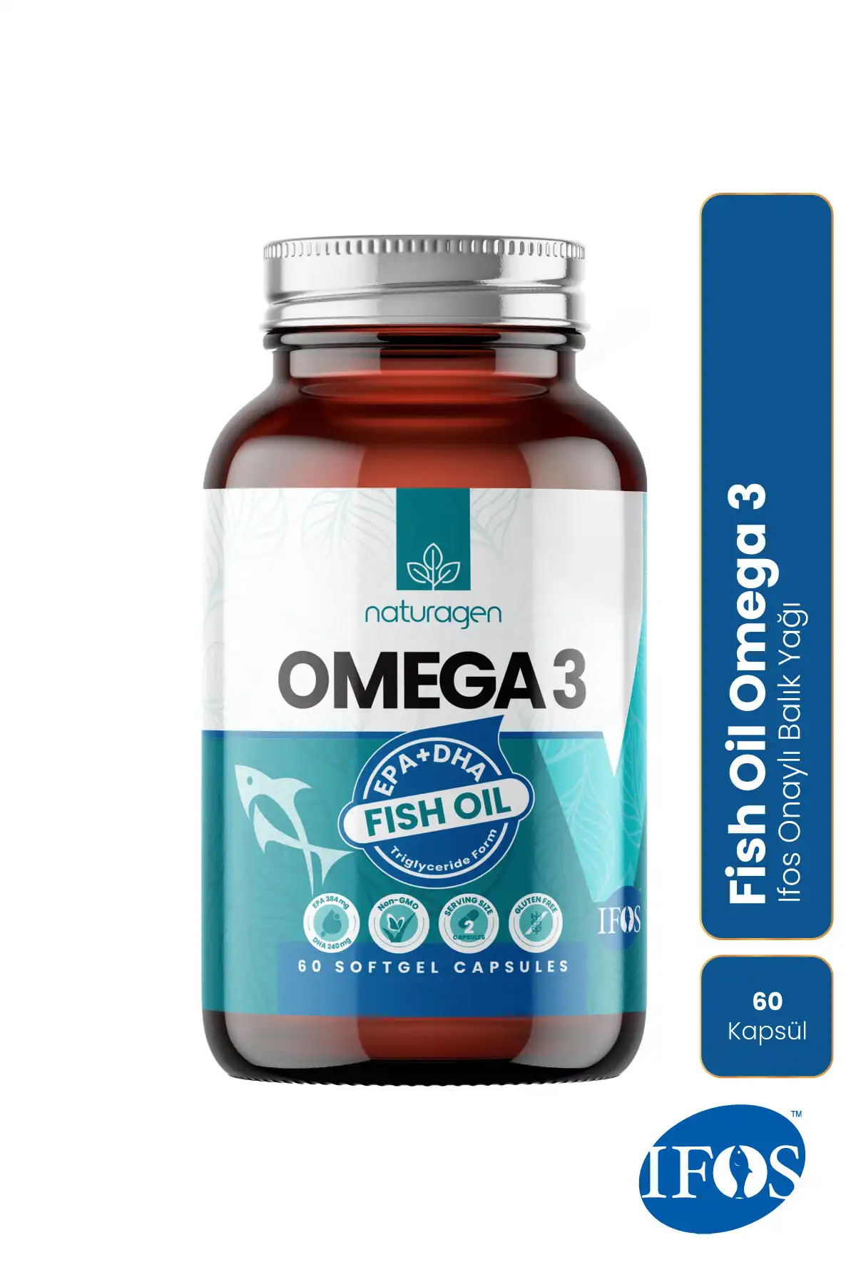 Naturagen Omega 3 روغن ماهی 1200 میلی گرم IFOS تصویب شده 60 روغن ماهی کپسول نرم برند   Naturagen ( Naturagen ) 