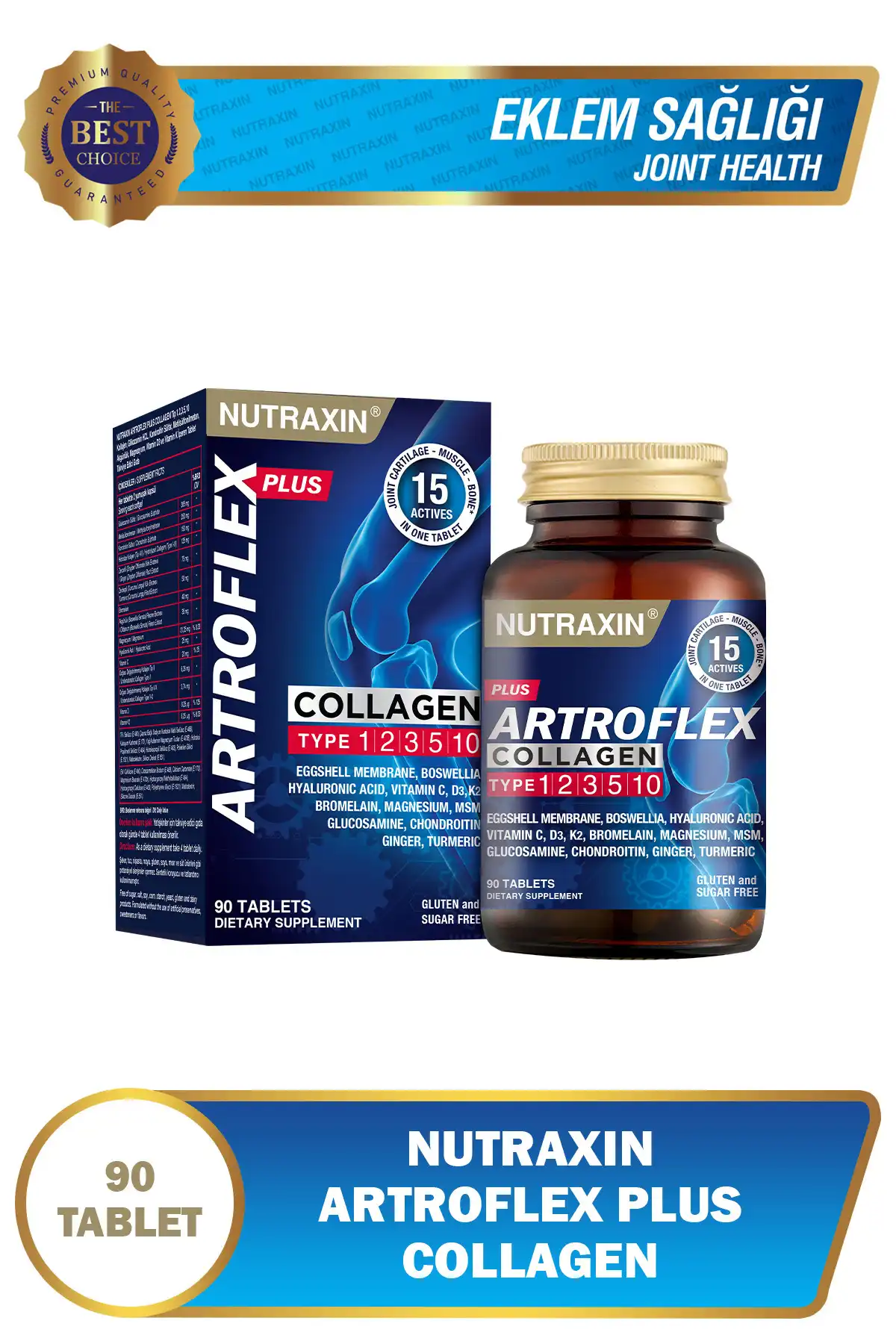 Nutraxin artroflex به علاوه کلاژن نوع 1 2 3 5 10 90 TBL منیزیم برملین پوسته پوسته گلوکوزامین MSM برند   Nutraxin ( نوتراکسین ) 