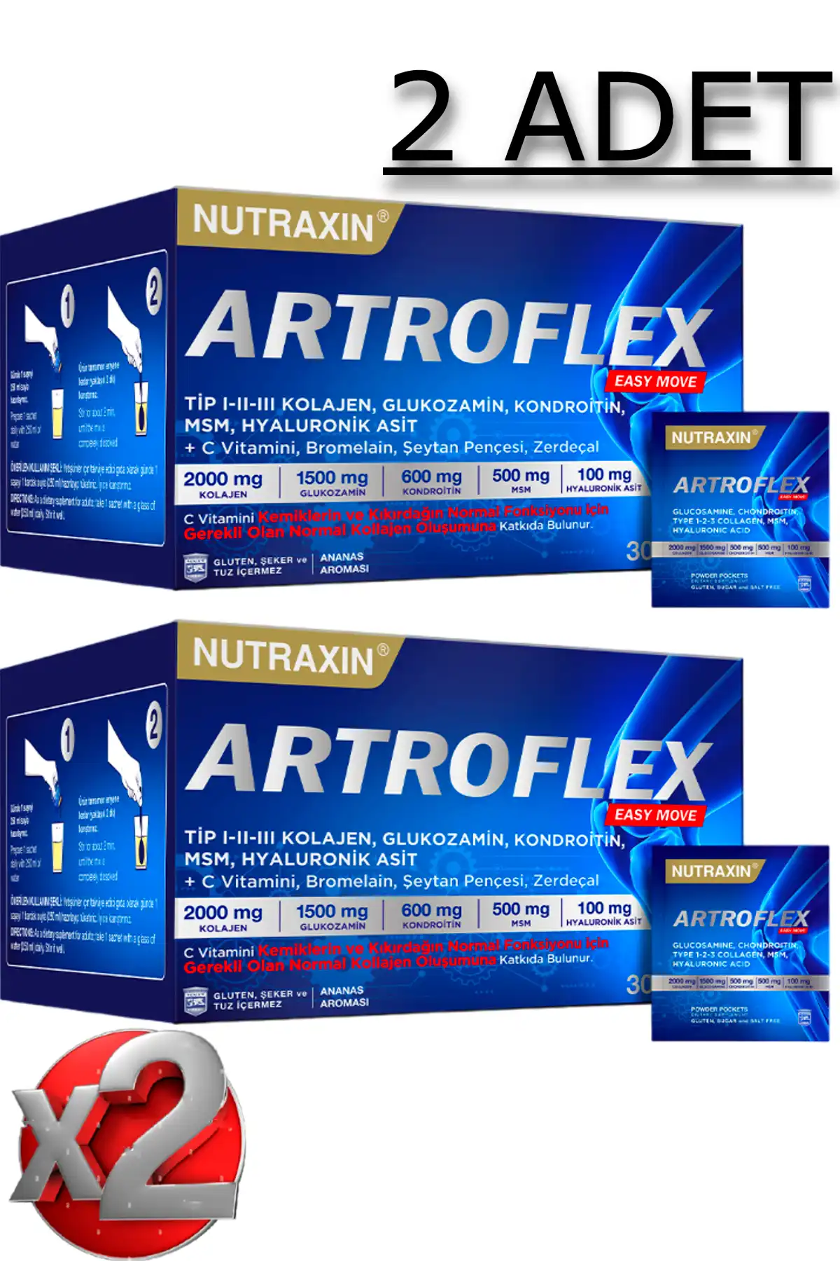 NUTRAXIN 2 Arthoflex آسان حرکت 30 قطعه (گلوکوزامین ، MSM ، Condroitin ، Bromelain ، Collagen ، Coodra Flower) برند   Nutraxin ( نوتراکسین ) 