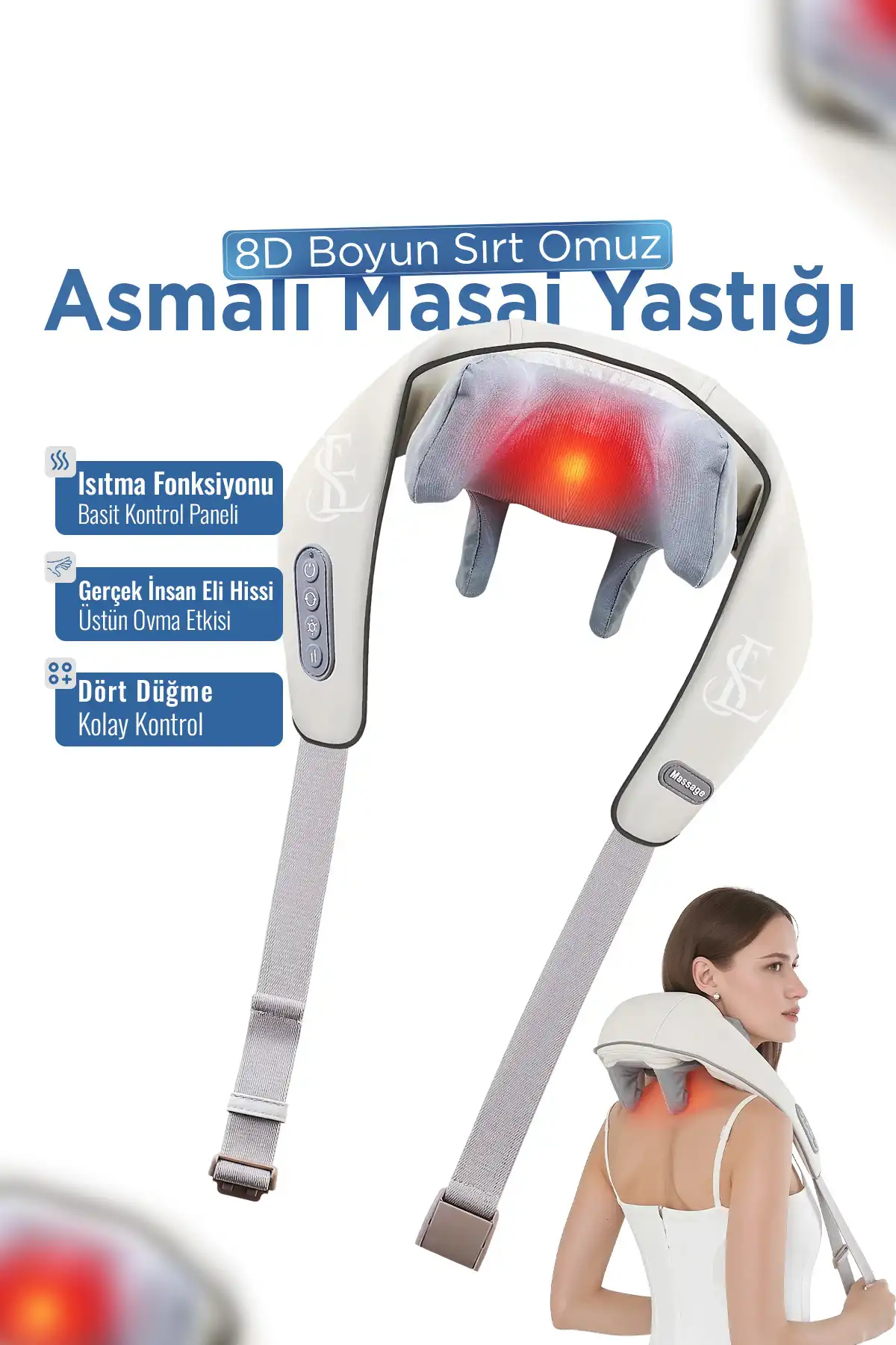Mega Plus شارژ شده 2024 نسل جدید 8D گردن شانه پشت شانه شانه دار ماساژ ماساژ بالش برند   Omega Plus ( امگا پلاس ) 