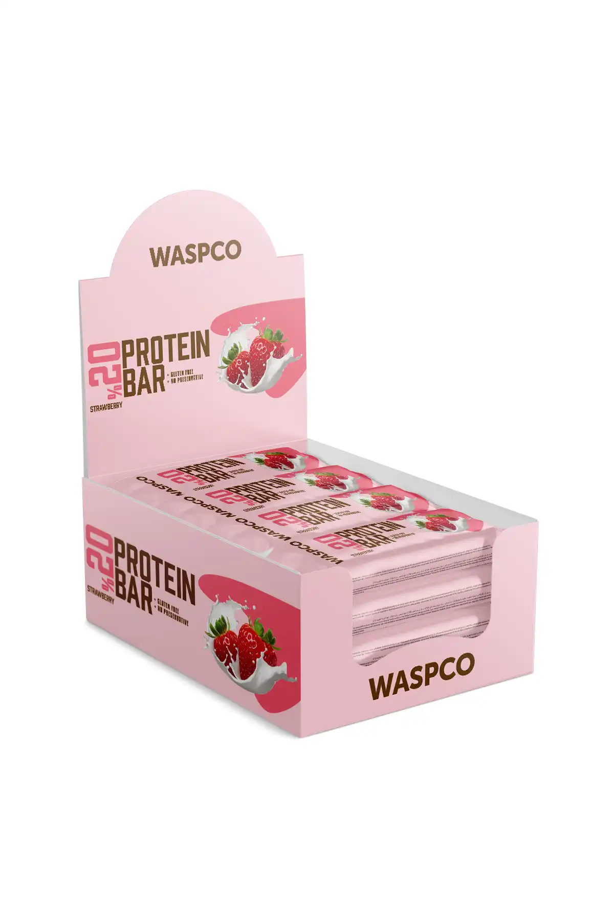 پروتئین توت فرنگی Waspco 40g x 12 قطعه برند  Waspco ( زنبور ) 