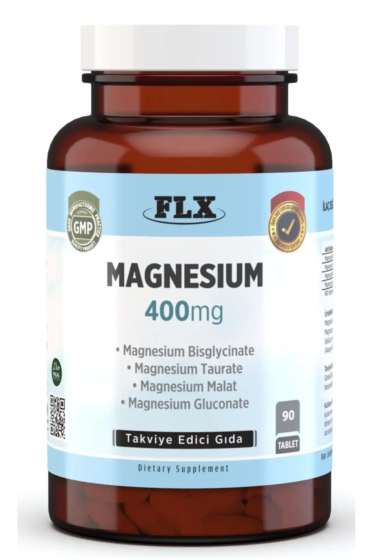 تبلت FLX 90 منیزیم گلیسینات Biscy Malat Taurat Gluconate عناصر منیزیم 400 میلی گرم برند   FLX ( FLX ) 