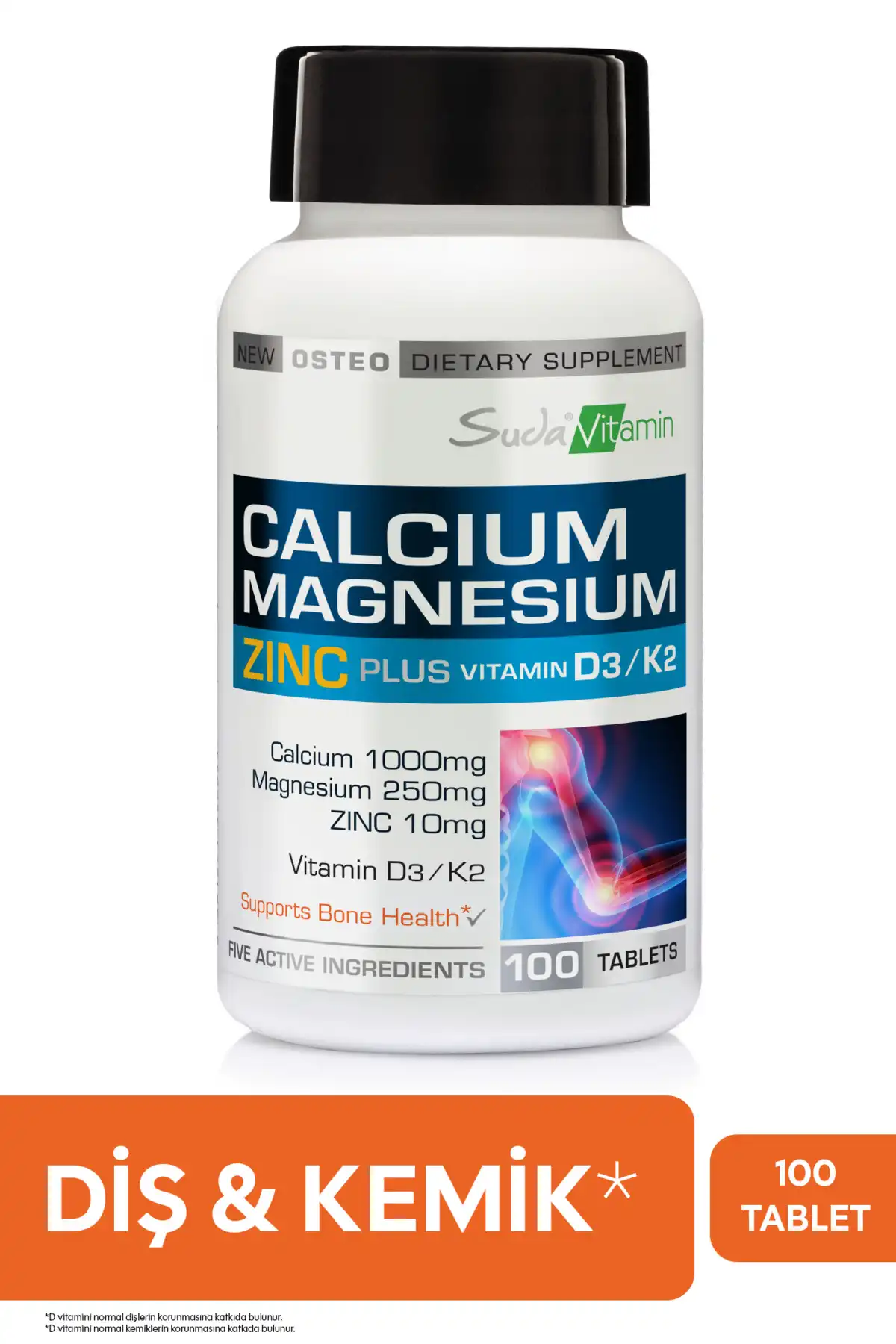 ویتامین کلسیم منیزیم روی روی D3 \ U0026K2 حاوی 100 قرص برند   Suda Vitamin ( ویتامین در آب ) 