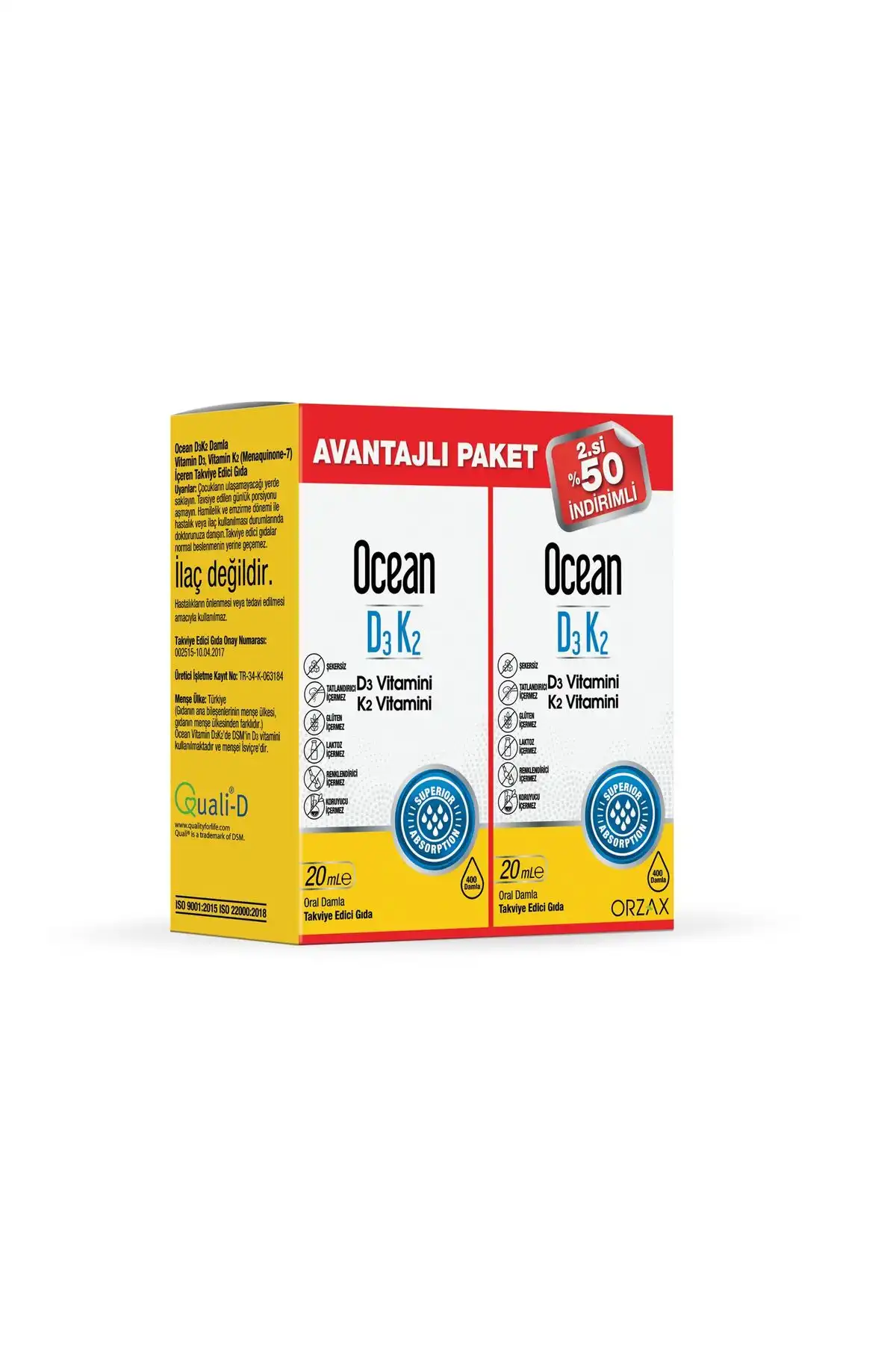 اقیانوس orzax d3k2 20ml damla 2 pc برند   Ocean(اقیانوس)