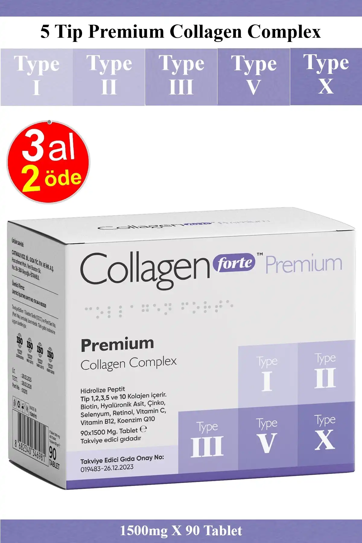 کلاژن Forte Platinum 5 انواع کلاژن ، بیوتین ، سینگو ، سلنیوم ، رتینول ، ویتامین C ، ویتامین B12 ، Koenzyim Q10 برند   Collagen Forte Platinum ( کلاژن فورته پلاتین ) 