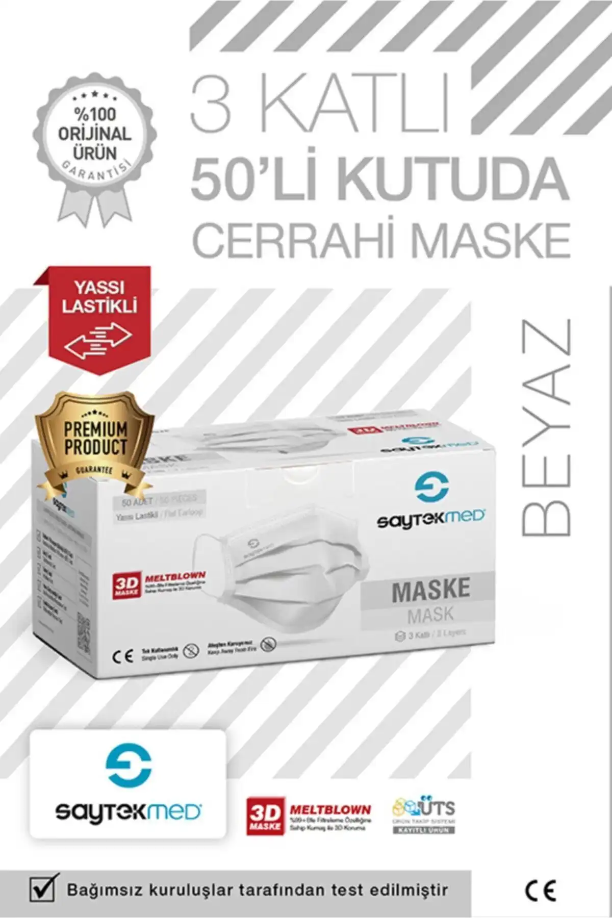 فیلتر Meltblown Saytekmed ، ماسک سفید مسطح 3 -مسطح (1 جعبه/50 قطعه) برند   SAYTEKMED ( SAYTEKMED ) 