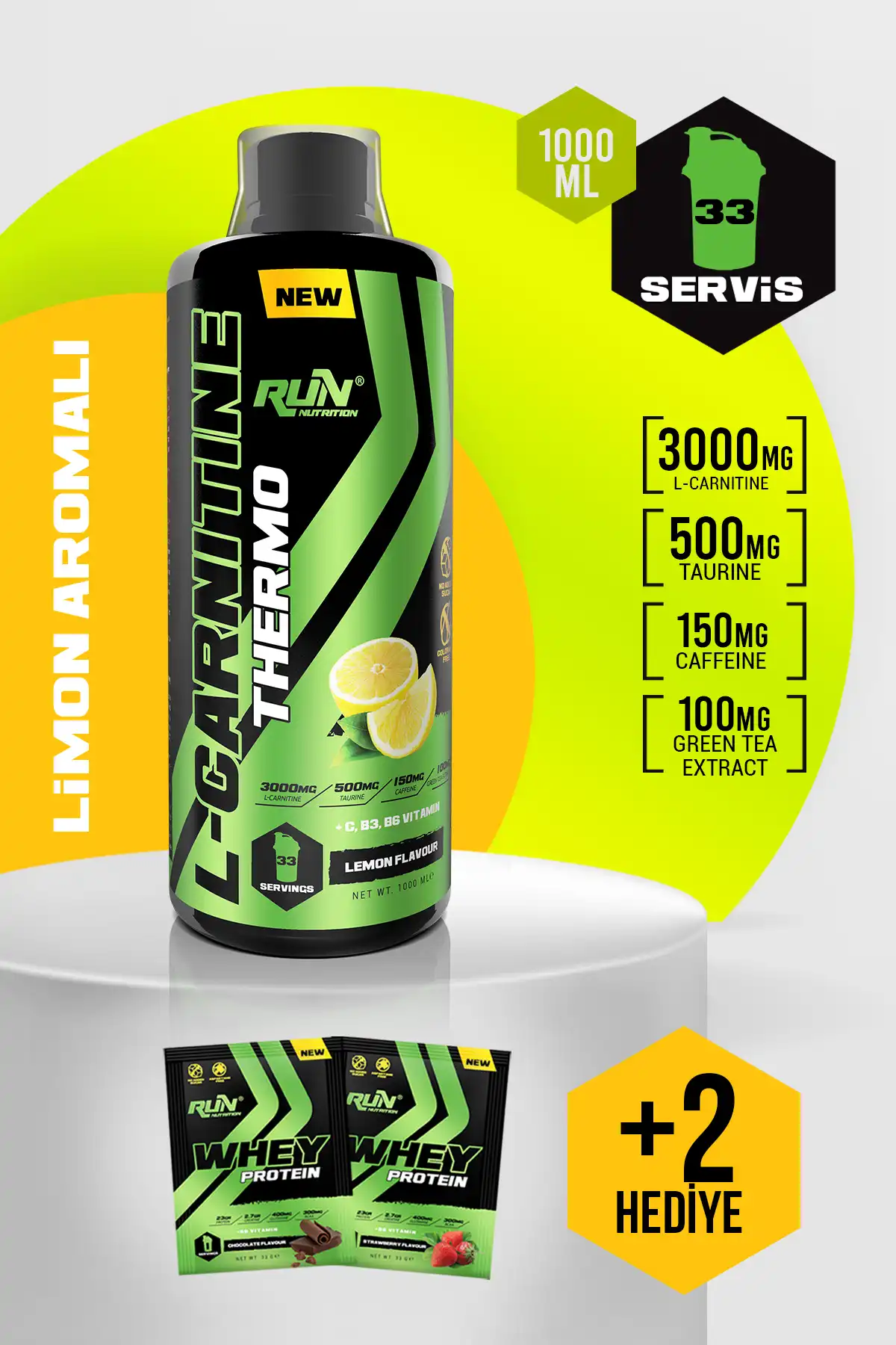 Run Nutrition L -carnitine - 1 LT - Lemon Toaled - 3000mg - 33 Service - هدیه برند  