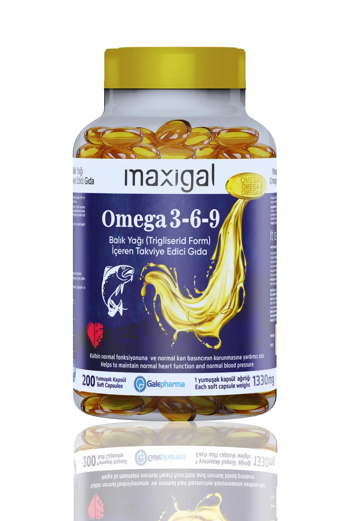 Maxigal Omega 3،6،9 روغن ماهی (فرم) تقویت کننده مواد غذایی حاوی 200 کپسول برند  Maxigal ( حکیم ) 