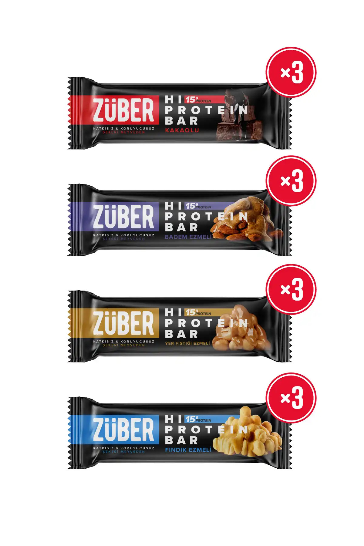 بسته آزمایشی نوار پروتئین بالا Züber 45g x 12 قطعه برند  