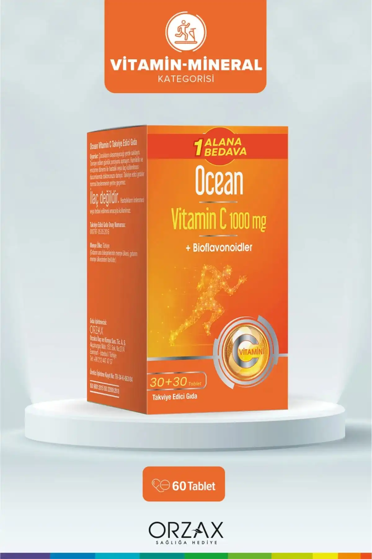 قرص اقیانوس ویتامین C 1000 میلی گرم 30 - 1 منطقه رایگان 1 رایگان برند   Ocean(اقیانوس)