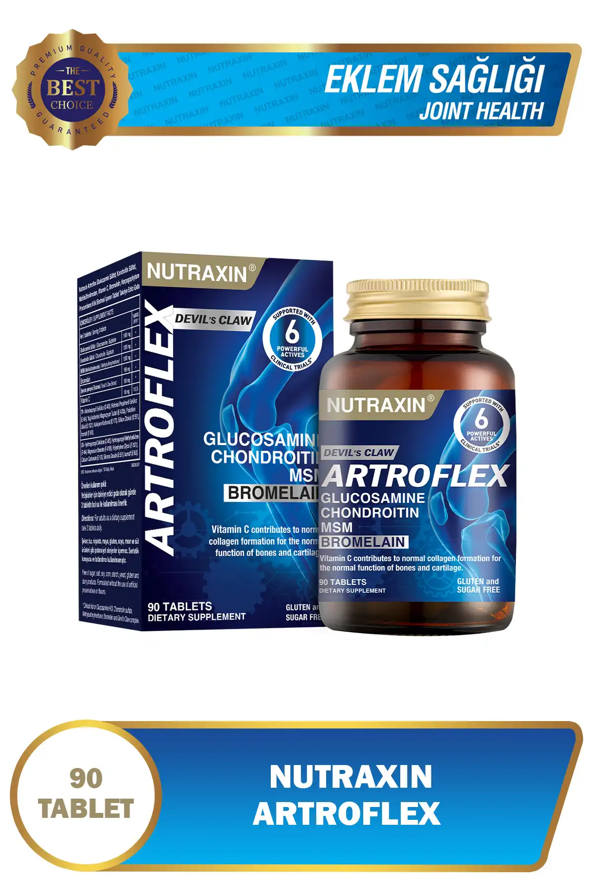 قرص Nutraxin Artroflex 90 - گلوکوزامین Condroitin MSM Bromelain Devil Claw برند   Nutraxin ( نوتراکسین ) 