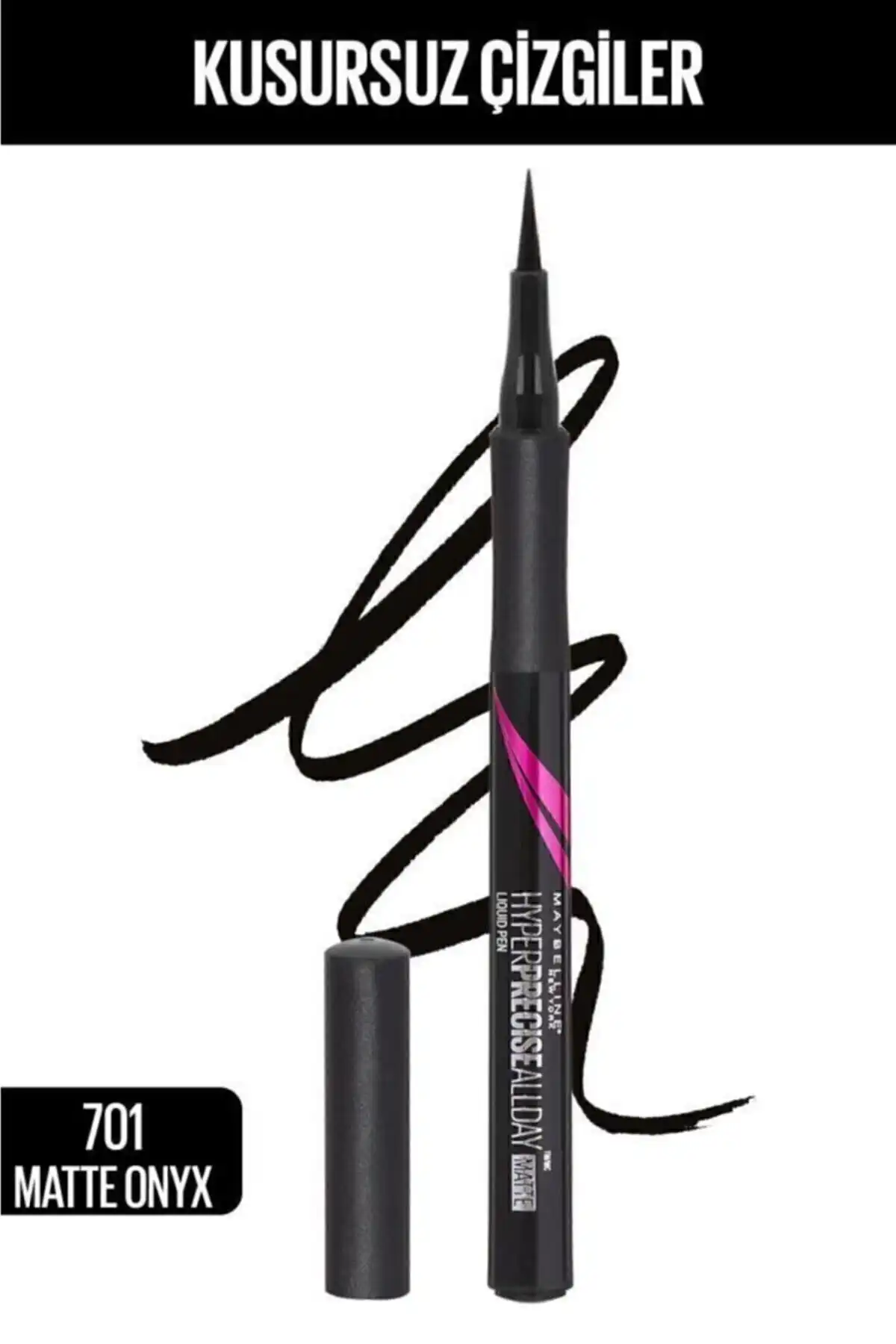 خط چشم مشکی مات تمام روز Hyper Precise 701 + مجموعه مفید ریمل مشکی مینی توتال وسوسه برند   Maybelline New York(میبلین نیویورک) به رنگ  سفید