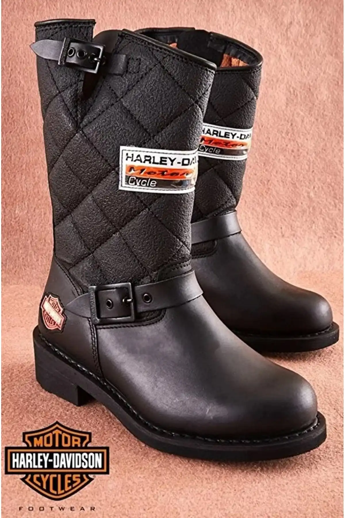 چکمه های زنانه چرم مشکی Laconia برند   Harley Davidson ( هارلی دیویدسون )  به رنگ  مشکی