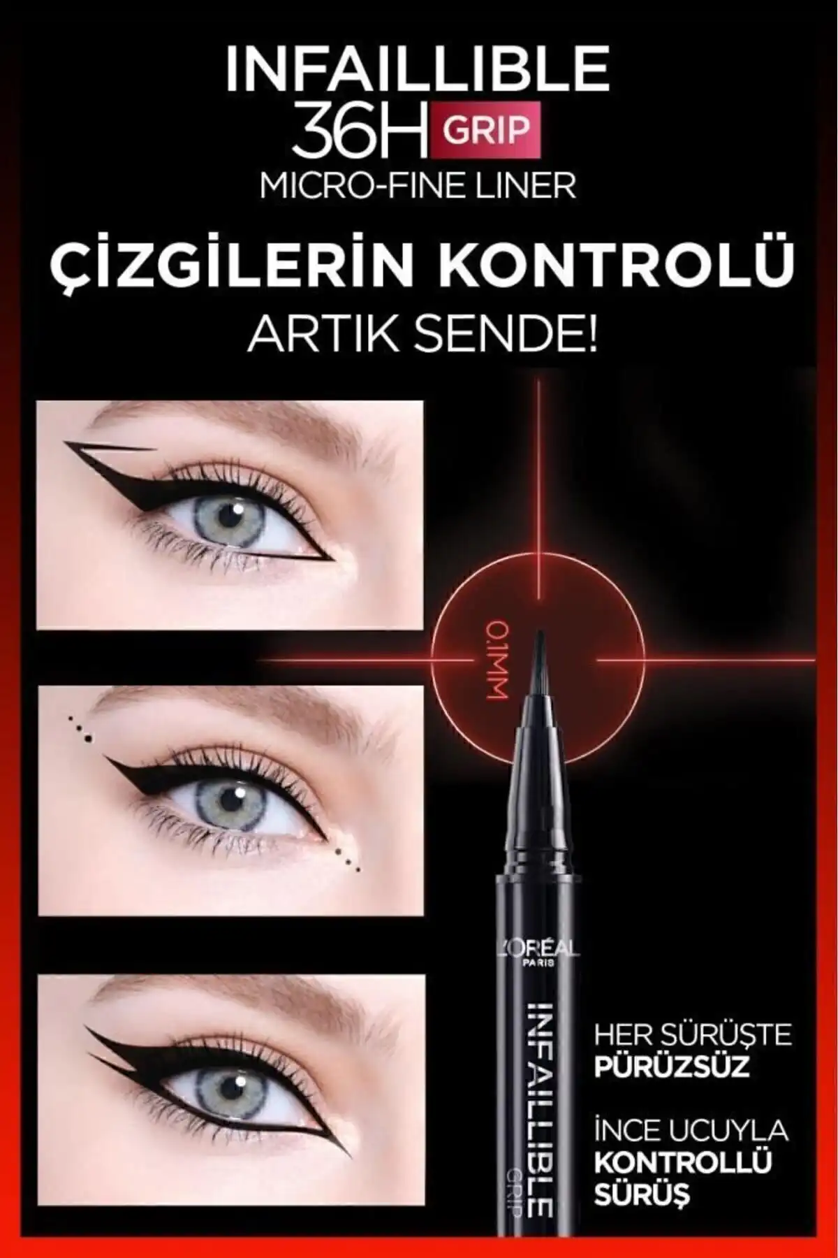 خط چشم L'oréal Paris Infaillible 36h Grip Micro Fine 01 Obsidian - Black برند   L'Oreal Paris(لورآل پاریس) به رنگ  مشکی