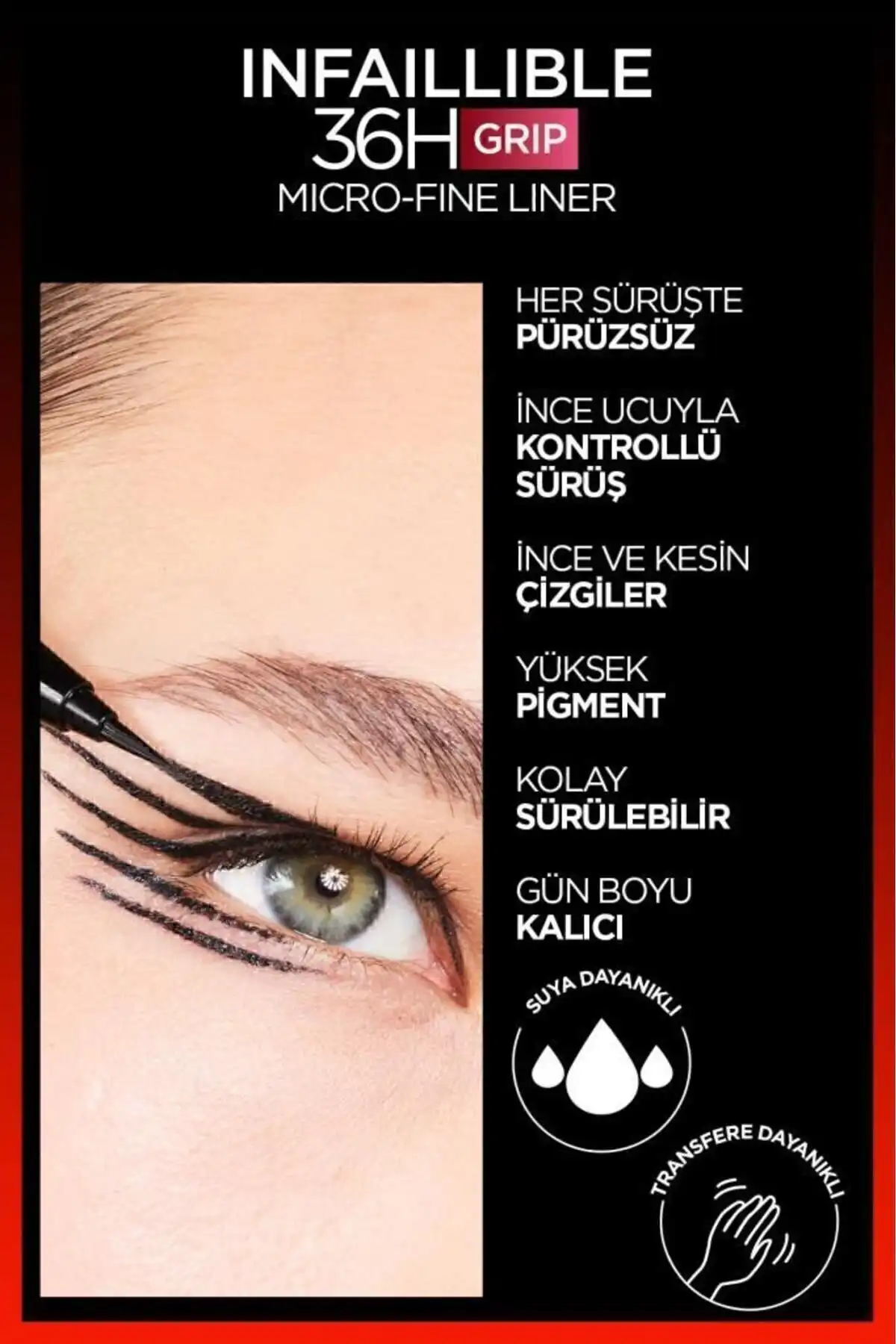 خط چشم L'oréal Paris Infaillible 36h Grip Micro Fine 01 Obsidian - Black برند   L'Oreal Paris(لورآل پاریس) به رنگ  مشکی