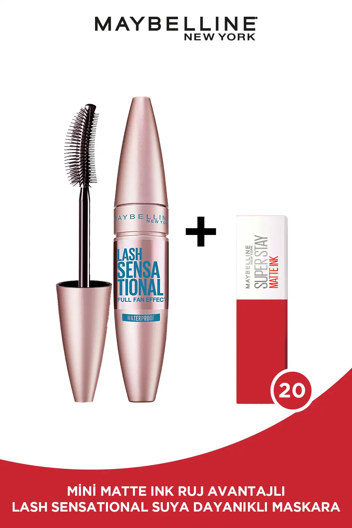 ریمل مشکی ضدآب Lash Sensational با جلوه فن و تقویت کننده; ریمل Mini Lash Sensational 4.5 ML برند   Maybelline New York(میبلین نیویورک) به رنگ  مشکی
