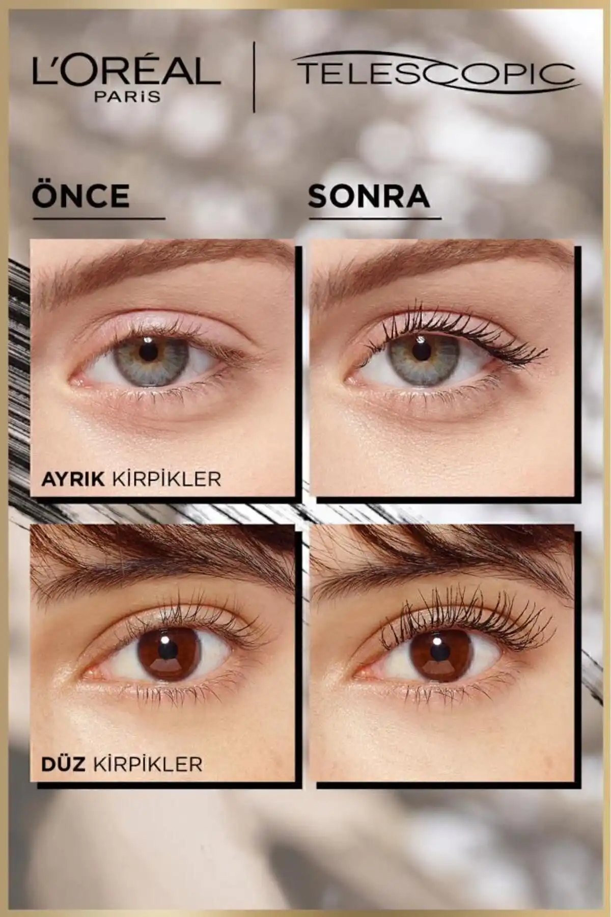 ریمل تلسکوپی طلایی مشکی & سایه چشم تک رنگ ملکه 09 با پتانسیل بالا برند   L'Oreal Paris(لورآل پاریس) به رنگ  مشکی