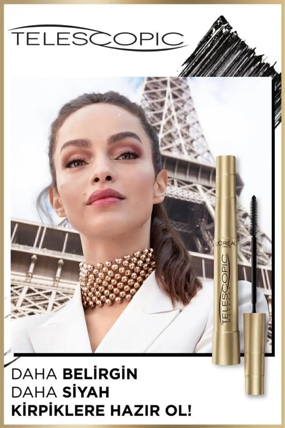 ریمل تلسکوپی طلایی مشکی & سایه چشم تک رنگ ملکه 09 با پتانسیل بالا برند   L'Oreal Paris(لورآل پاریس) به رنگ  مشکی
