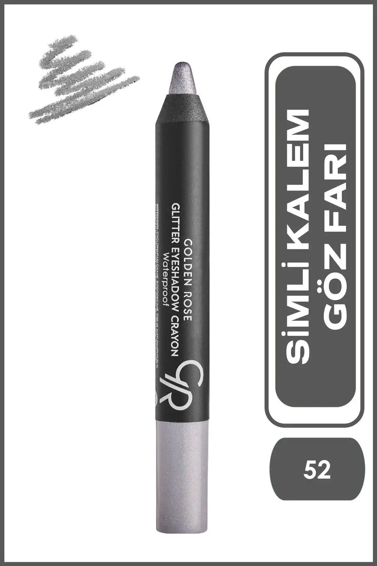 سایه چشم مدادی گلیتر ضد آب - مداد رنگی سایه چشم براق ضد آب شماره: 52 برند   Golden Rose(رز طلایی) به رنگ  خاکستری